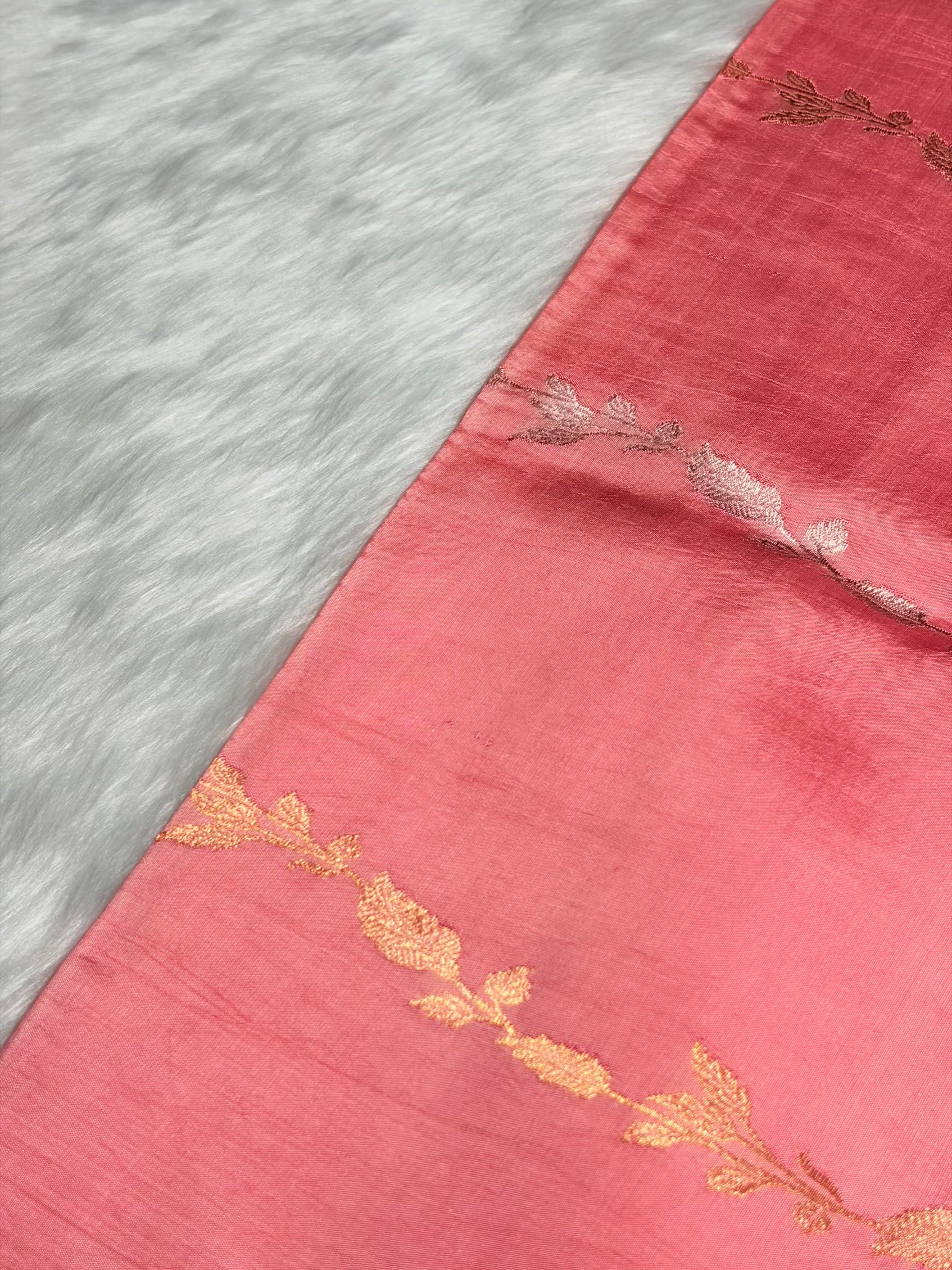 Peach Shades Handwoven Pure Raw Mango Silk RM-39