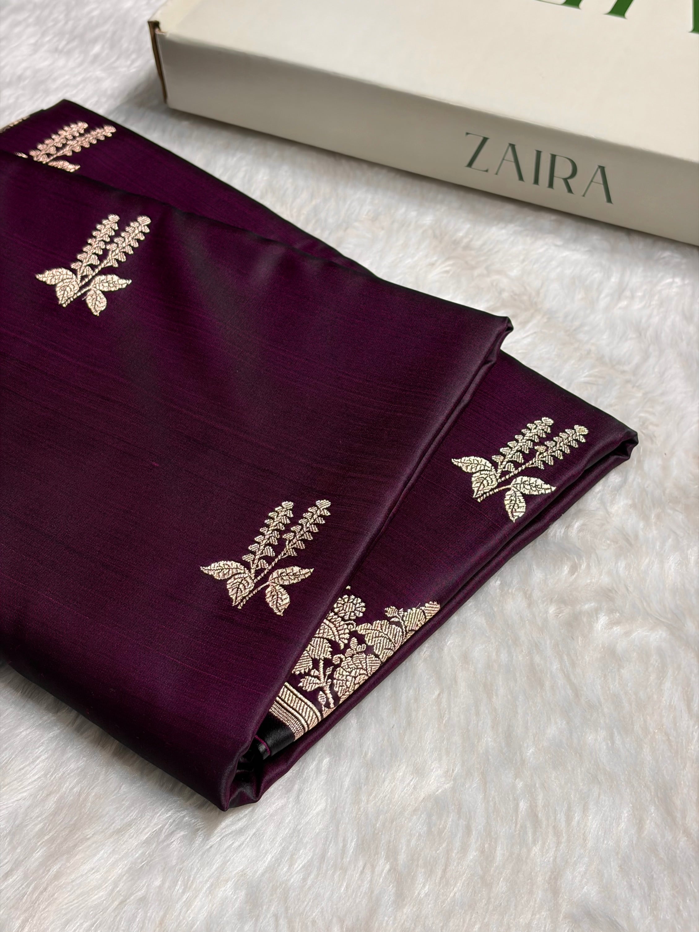 Wine Cross Floral Boota Mashru Silk Saree MSM-43