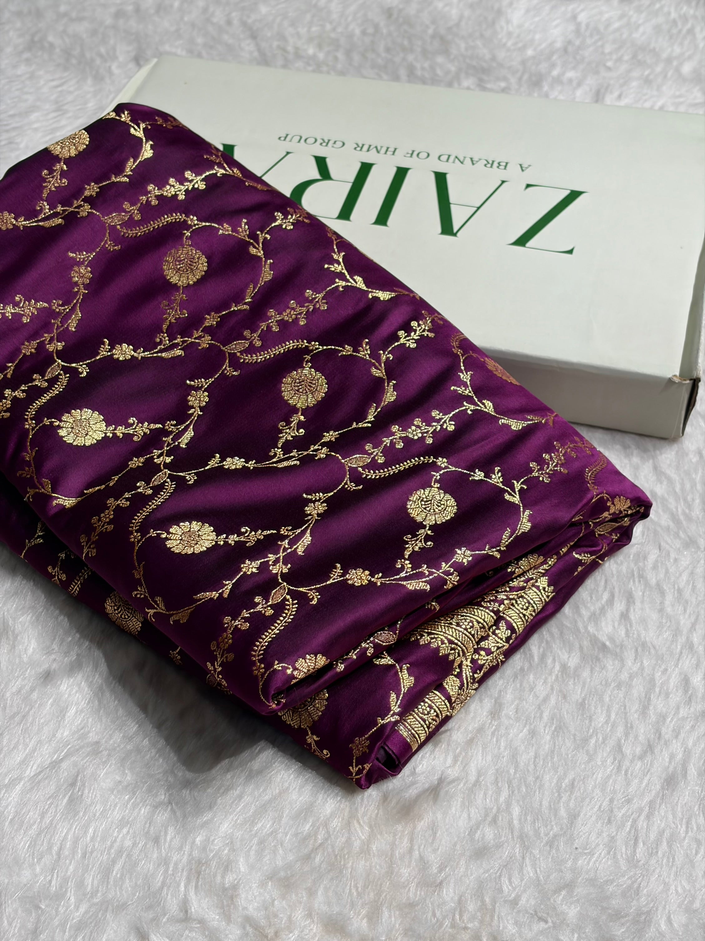 Banarasi Satin Katan Saree in Jaal Pattern Wine Shades SK86