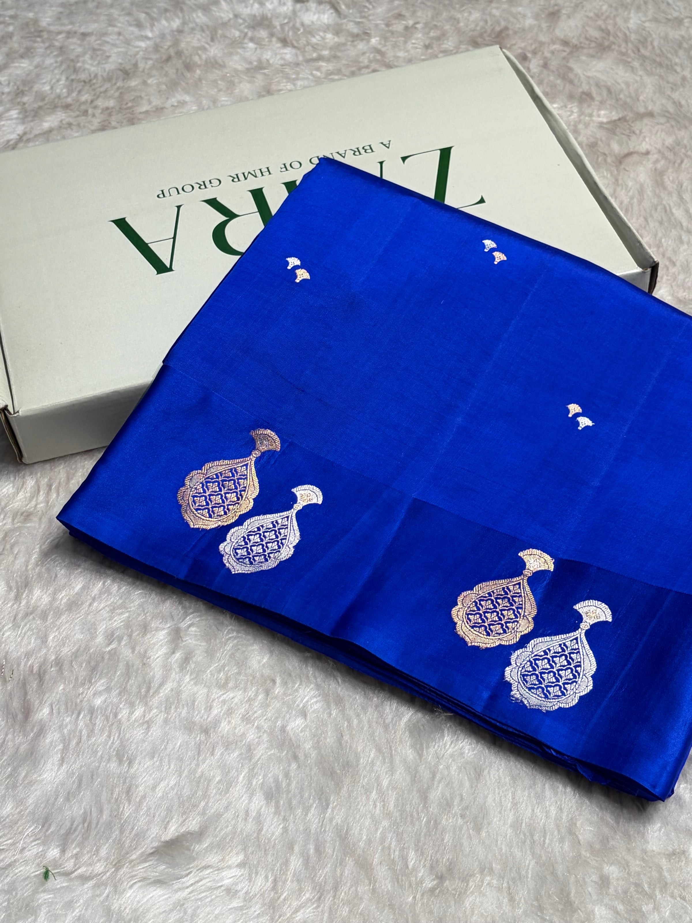 Royal Blue Shades Handwoven Pure Raw Mango Silk RM-60