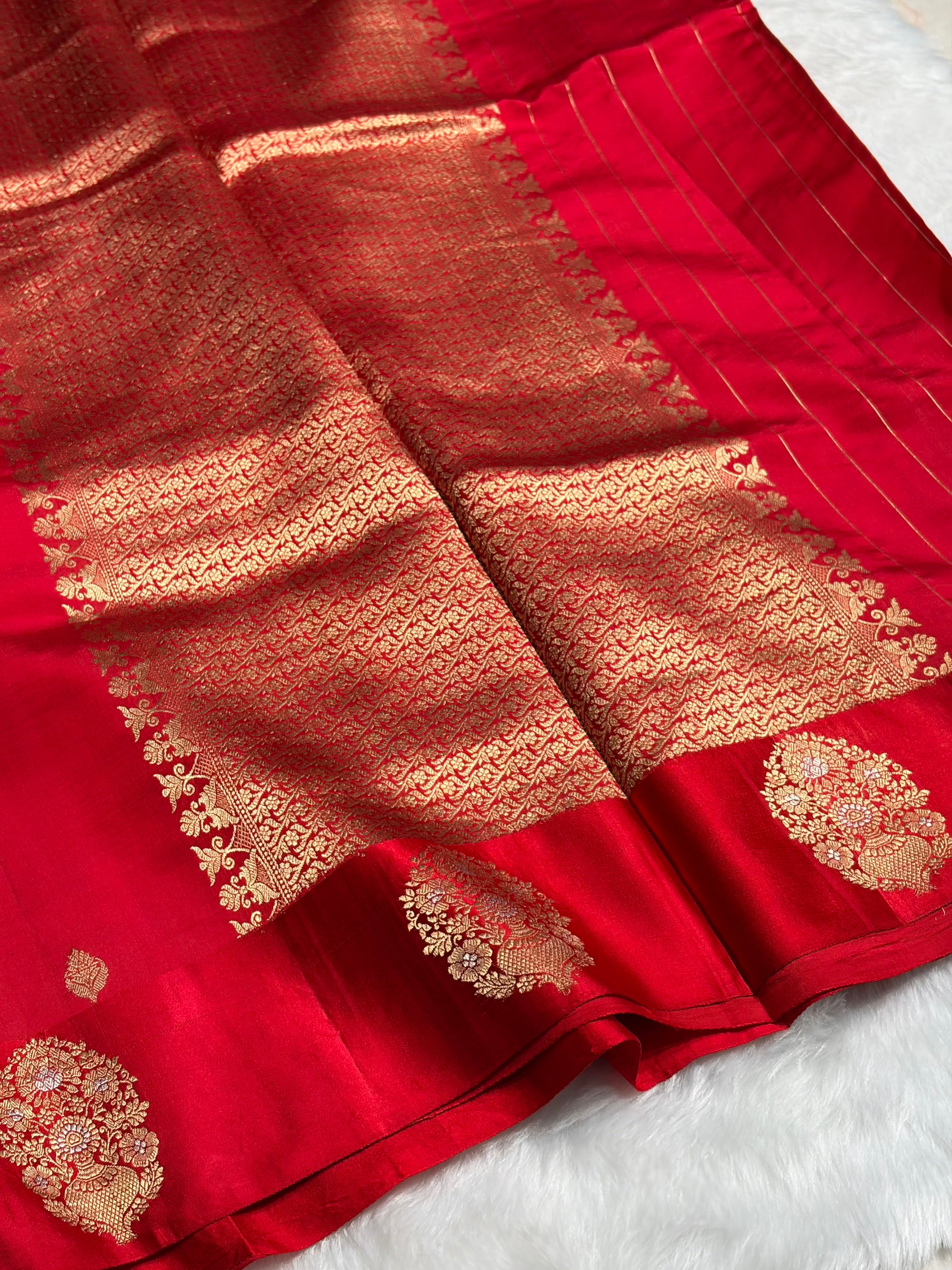Red Shades Handwoven Pure Raw Mango Silk RM-49
