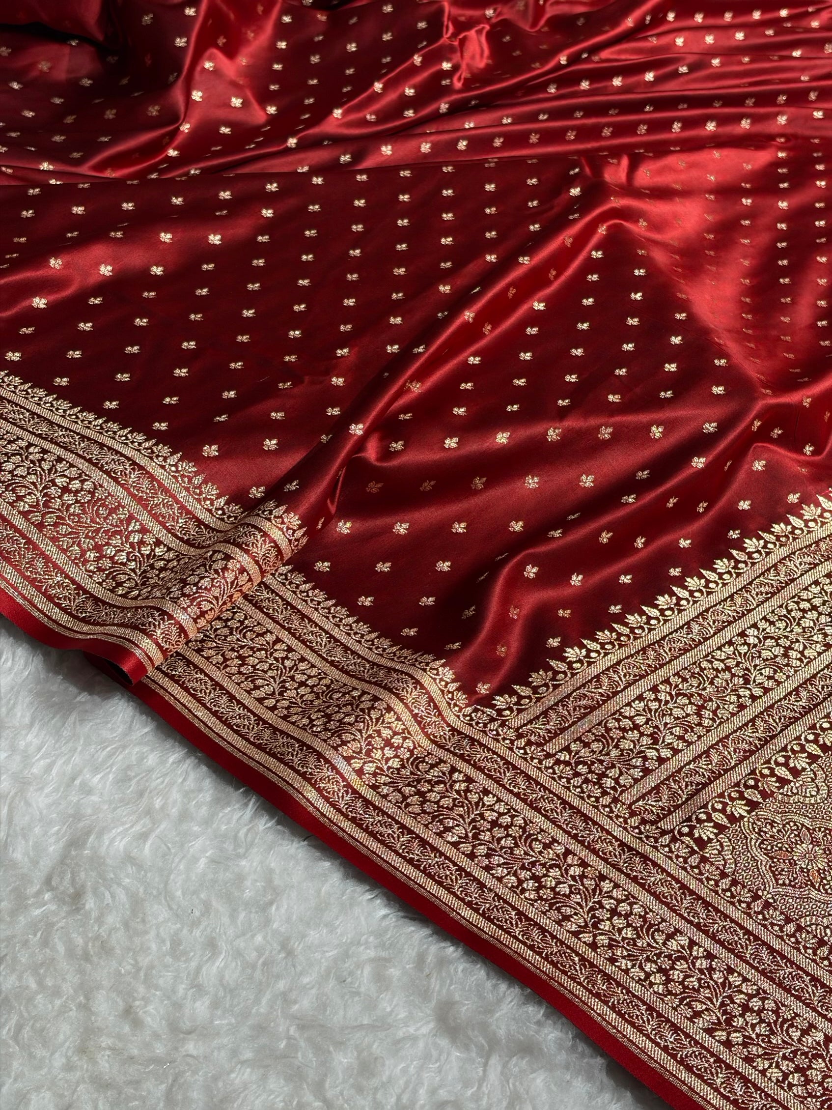 Banarasi Satin Katan Saree in Cross Maroon Shades SK88