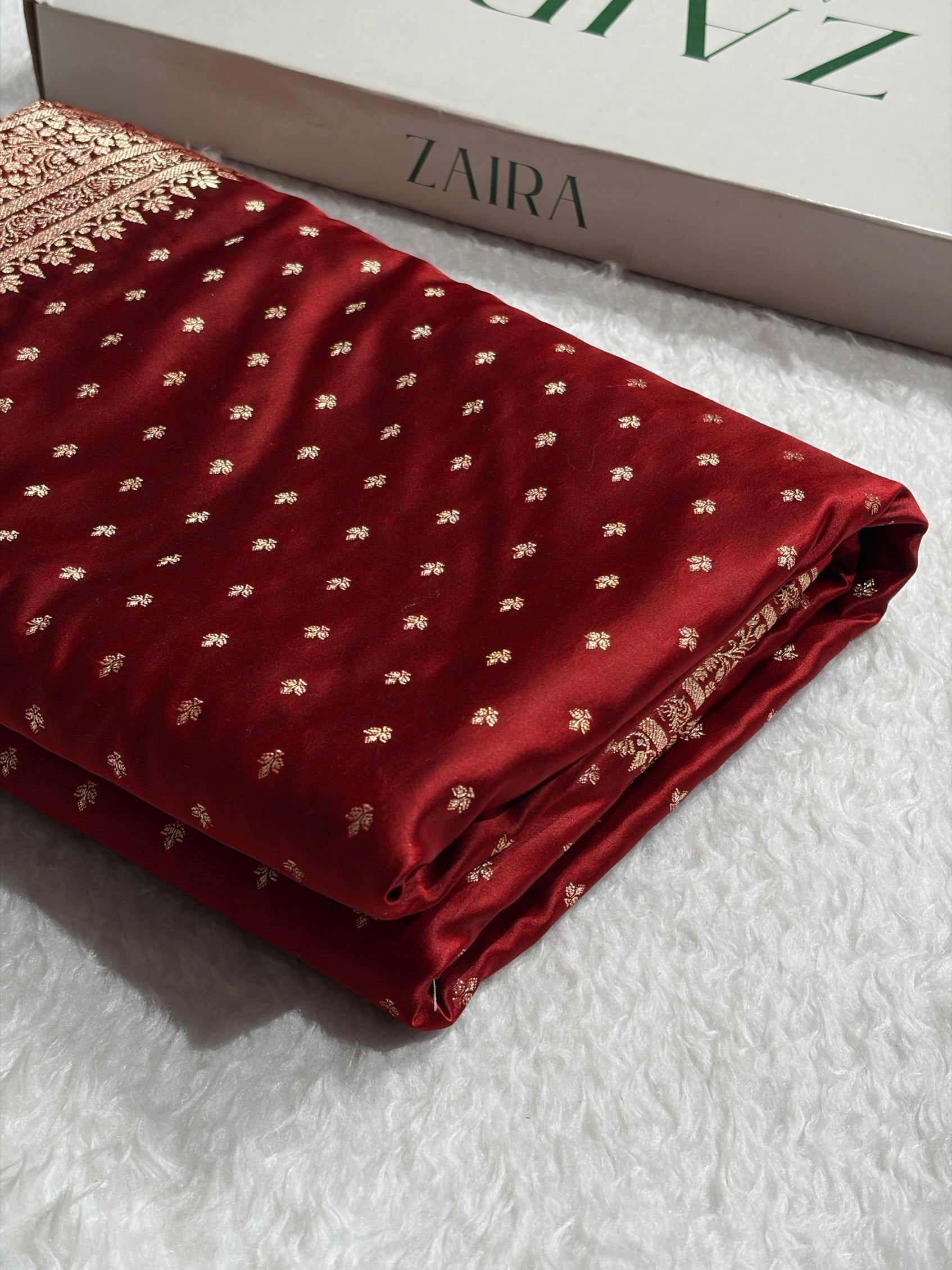 Banarasi Satin Katan Saree in Cross Maroon Shades SK88
