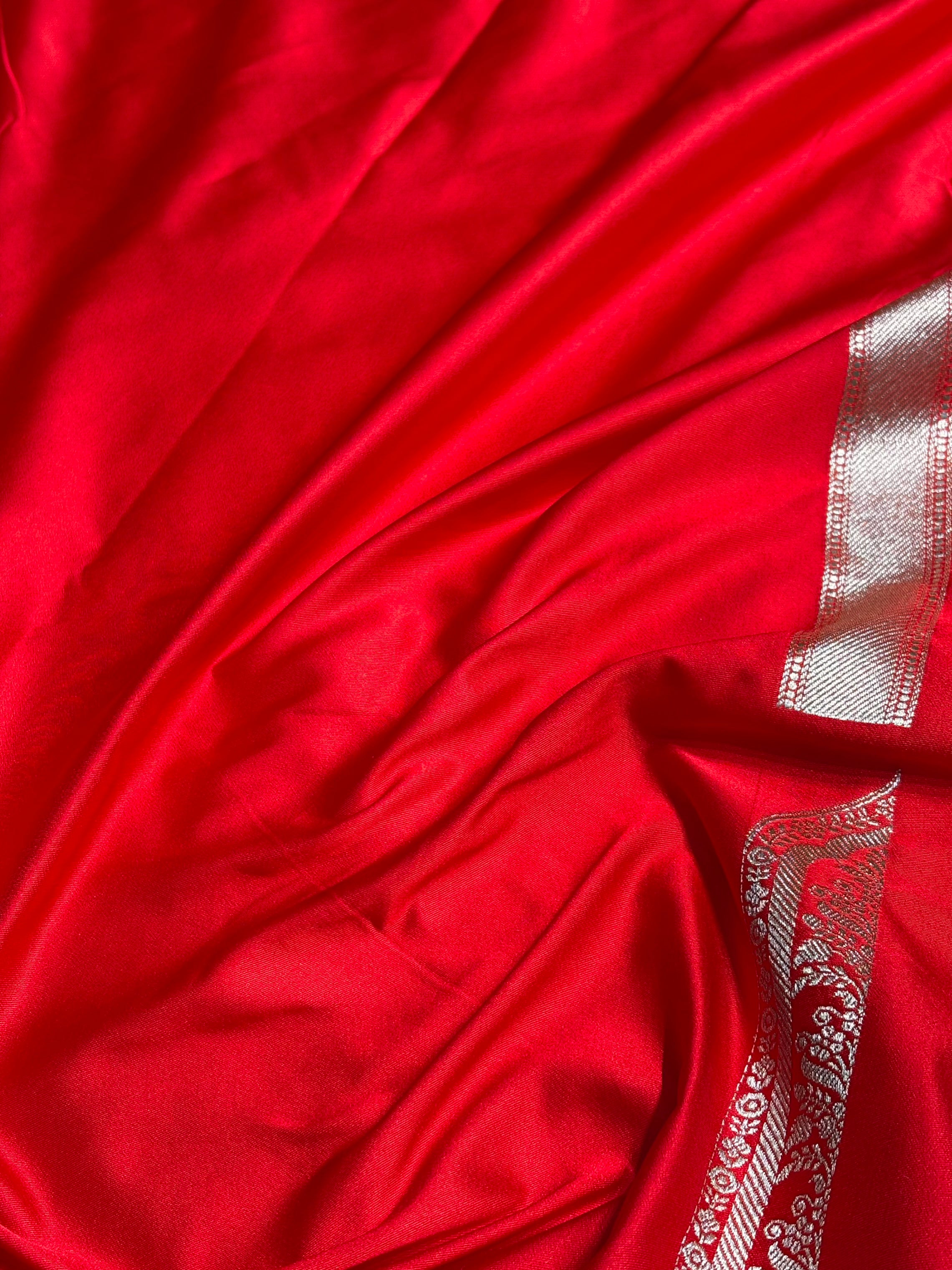 Skirt Border Bridal Red Mashru Silk Saree MS13