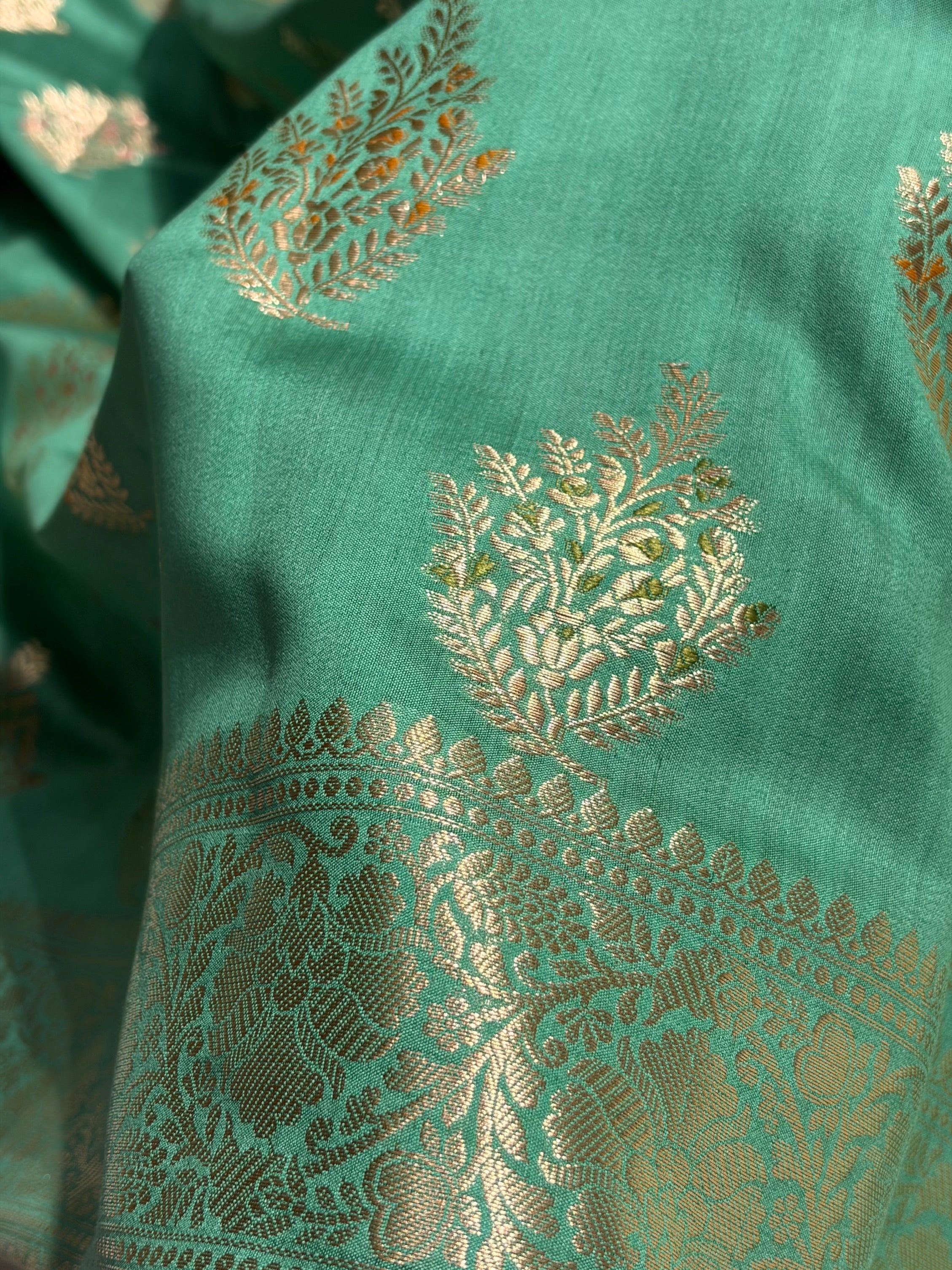 Minakari Sea Green Shades Pure Chiniya Silk CH-02