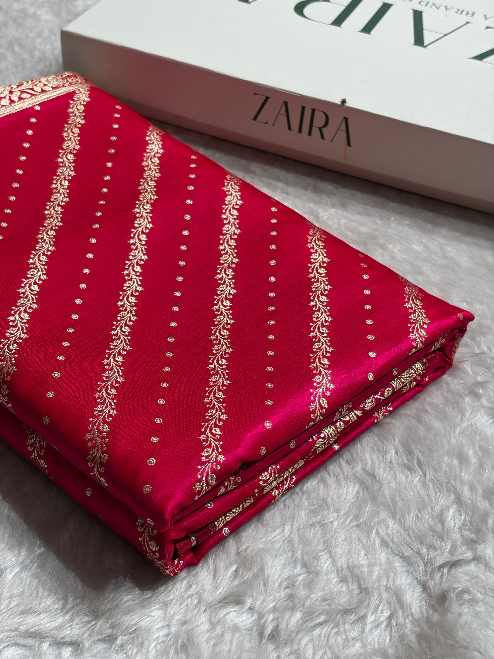 Banarasi Cross Rani Shades Cross Pattern Banarasi Satin Silk Saree SS61