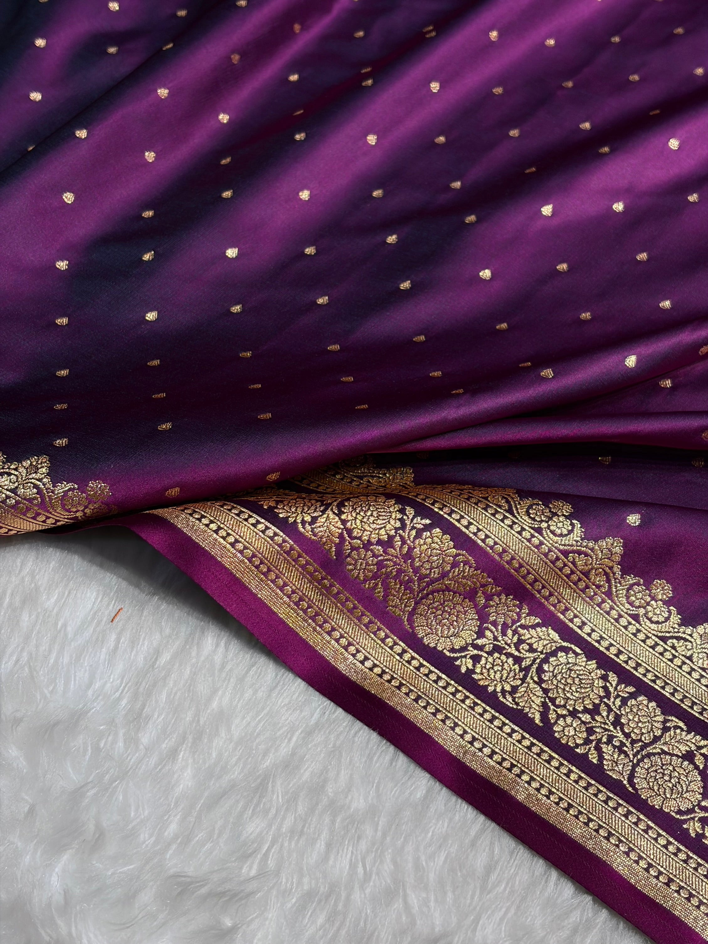 Banarasi Satin Katan Saree in Wine Shades SK91