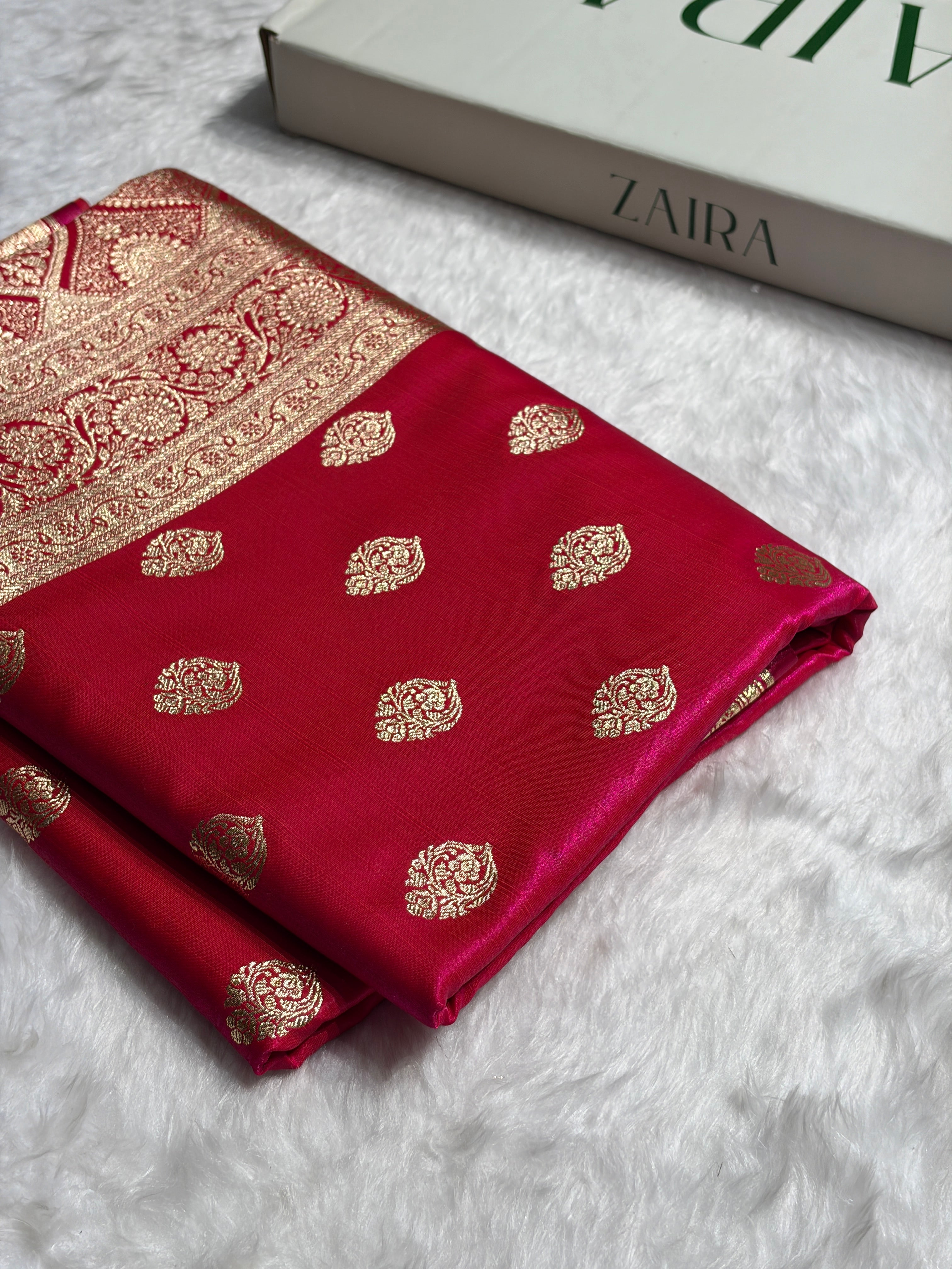 Ultra Light Weight Satin Silk Boota in Cross Rani Shades SS03