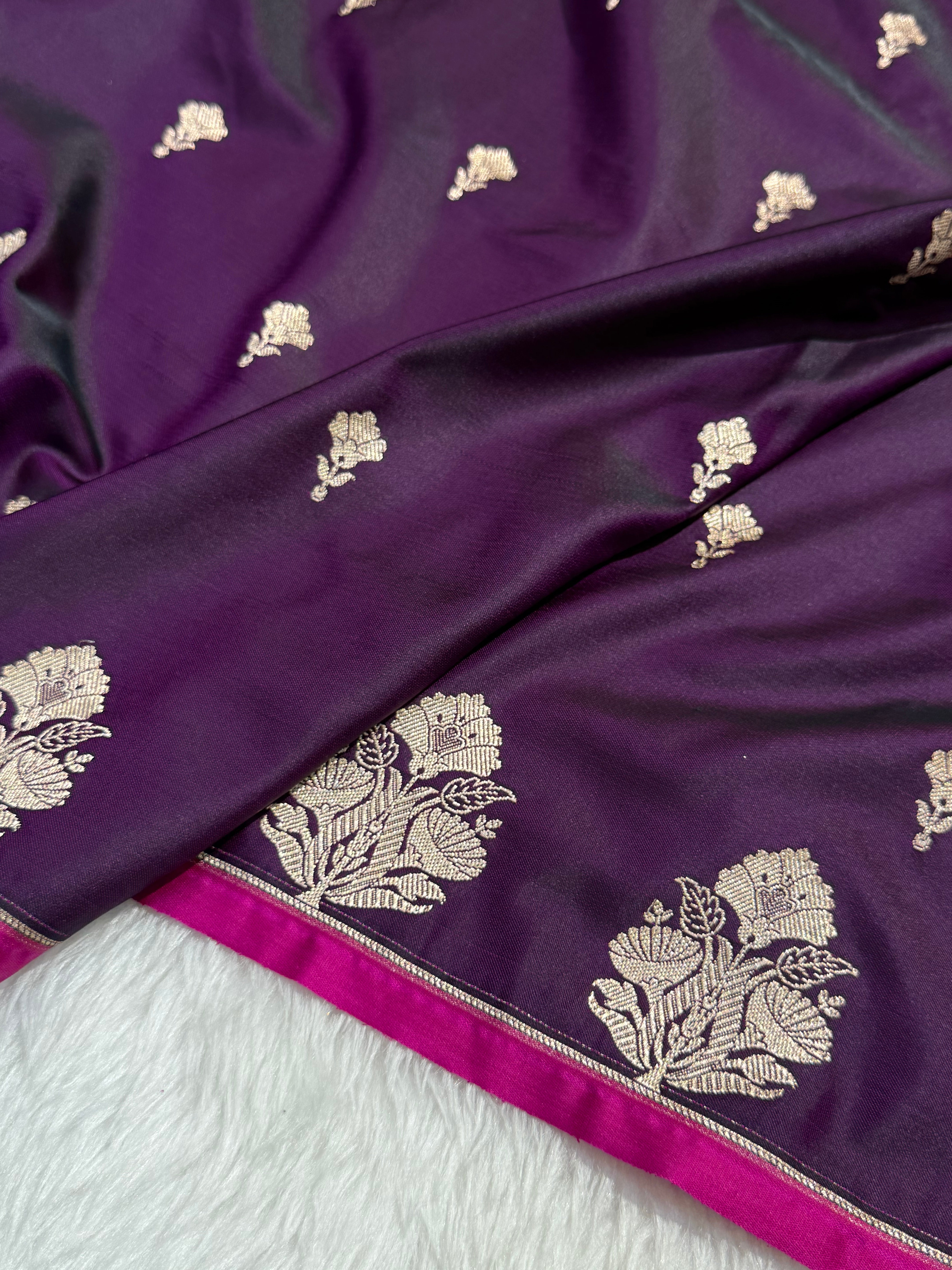 Purple booti Motif Mashru Silk Saree