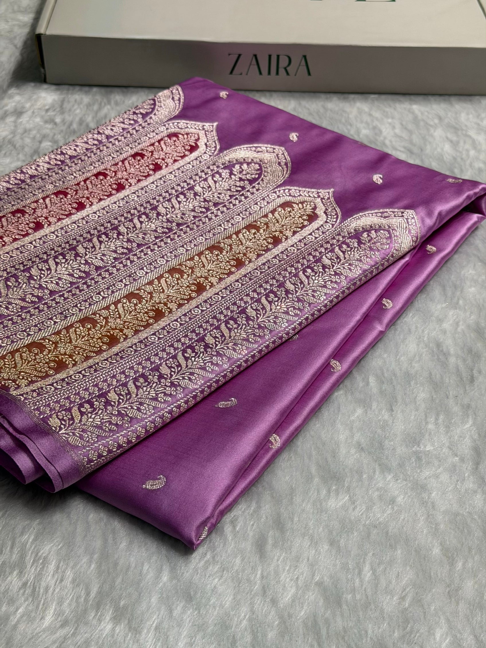 Skirt Border Lavender Minakari Mashru Silk Saree MS13