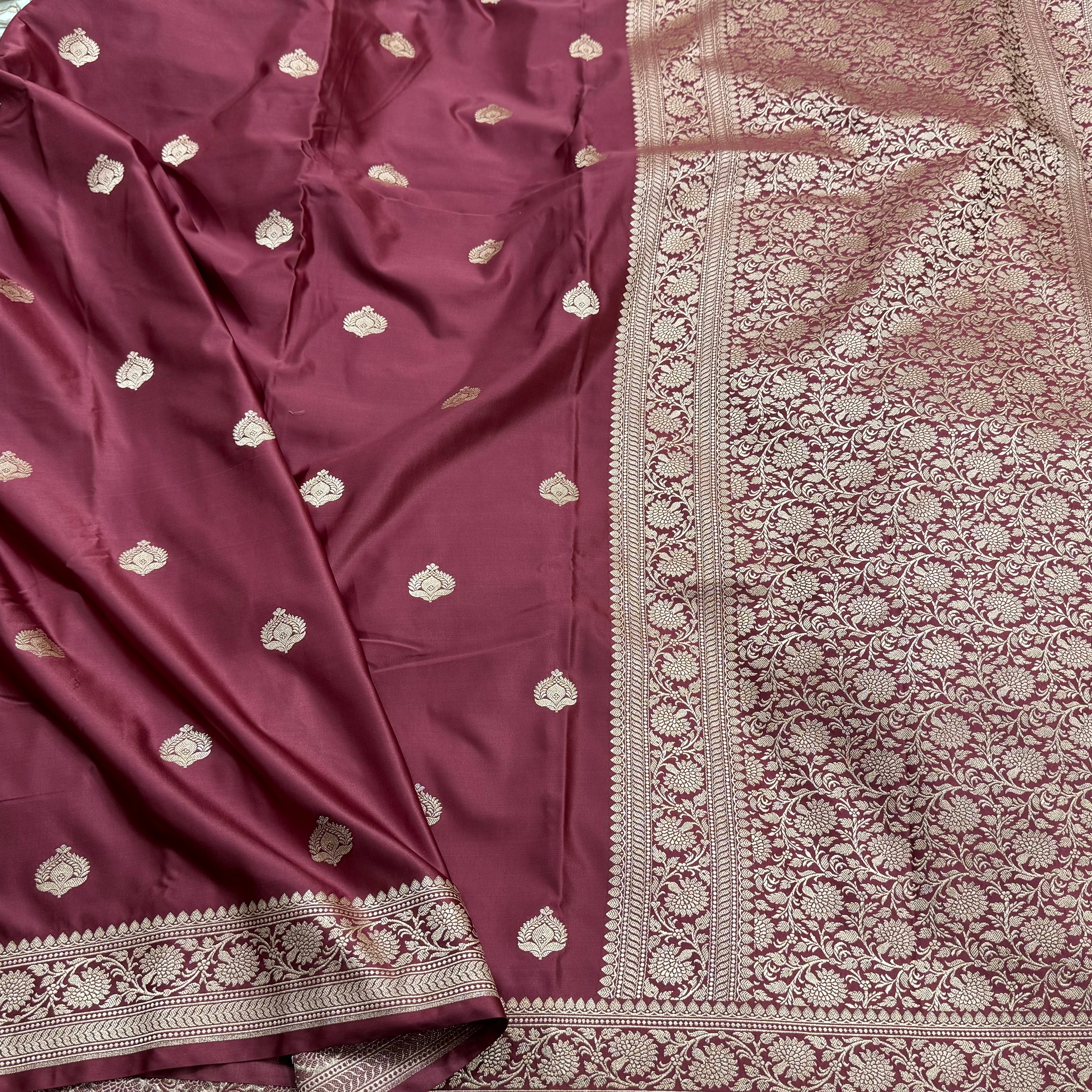Copper Tone Motif Mashru Silk Saree