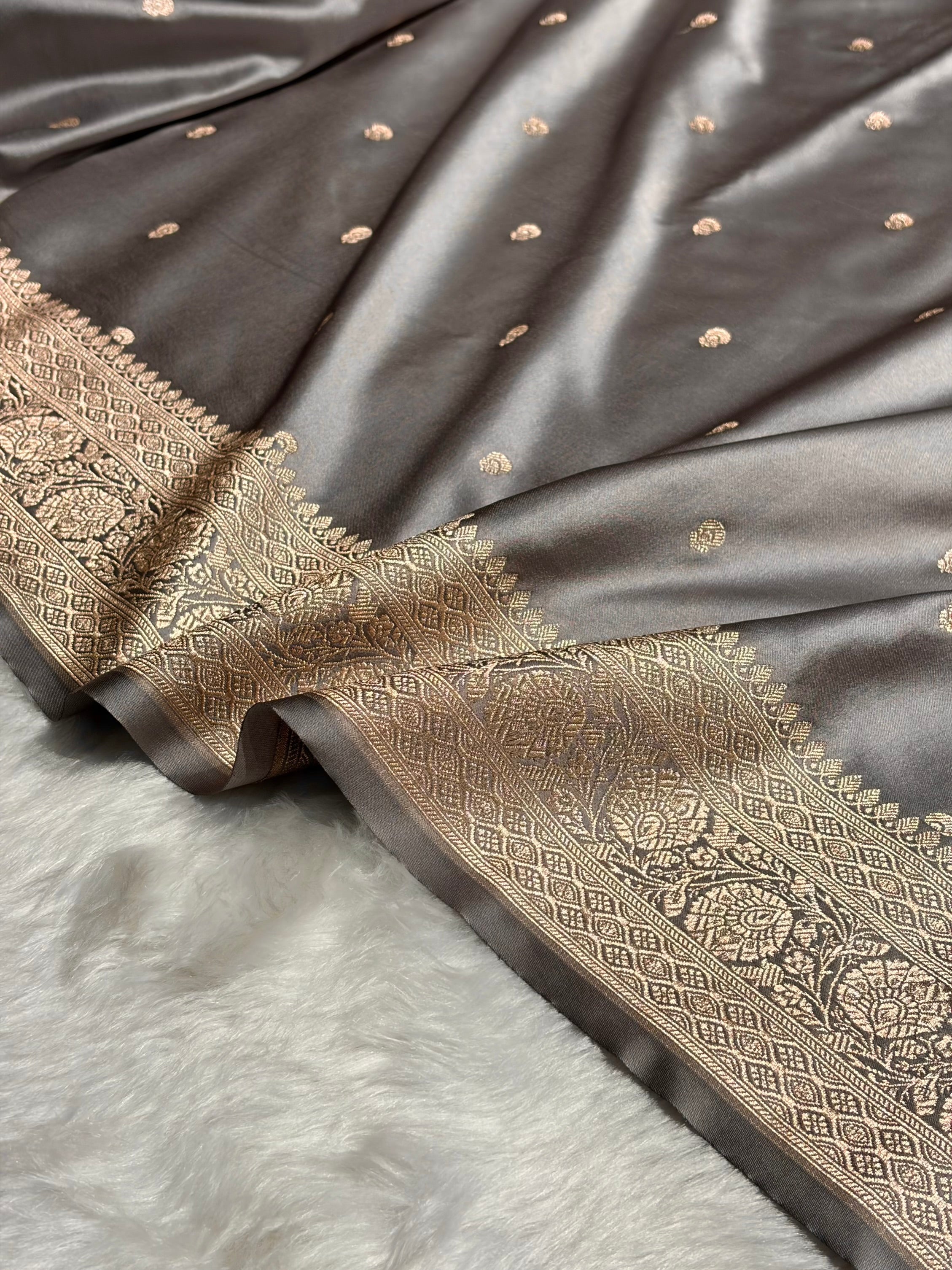 Dusty Gray Shades Booti Mashru Satin Booti  MS05