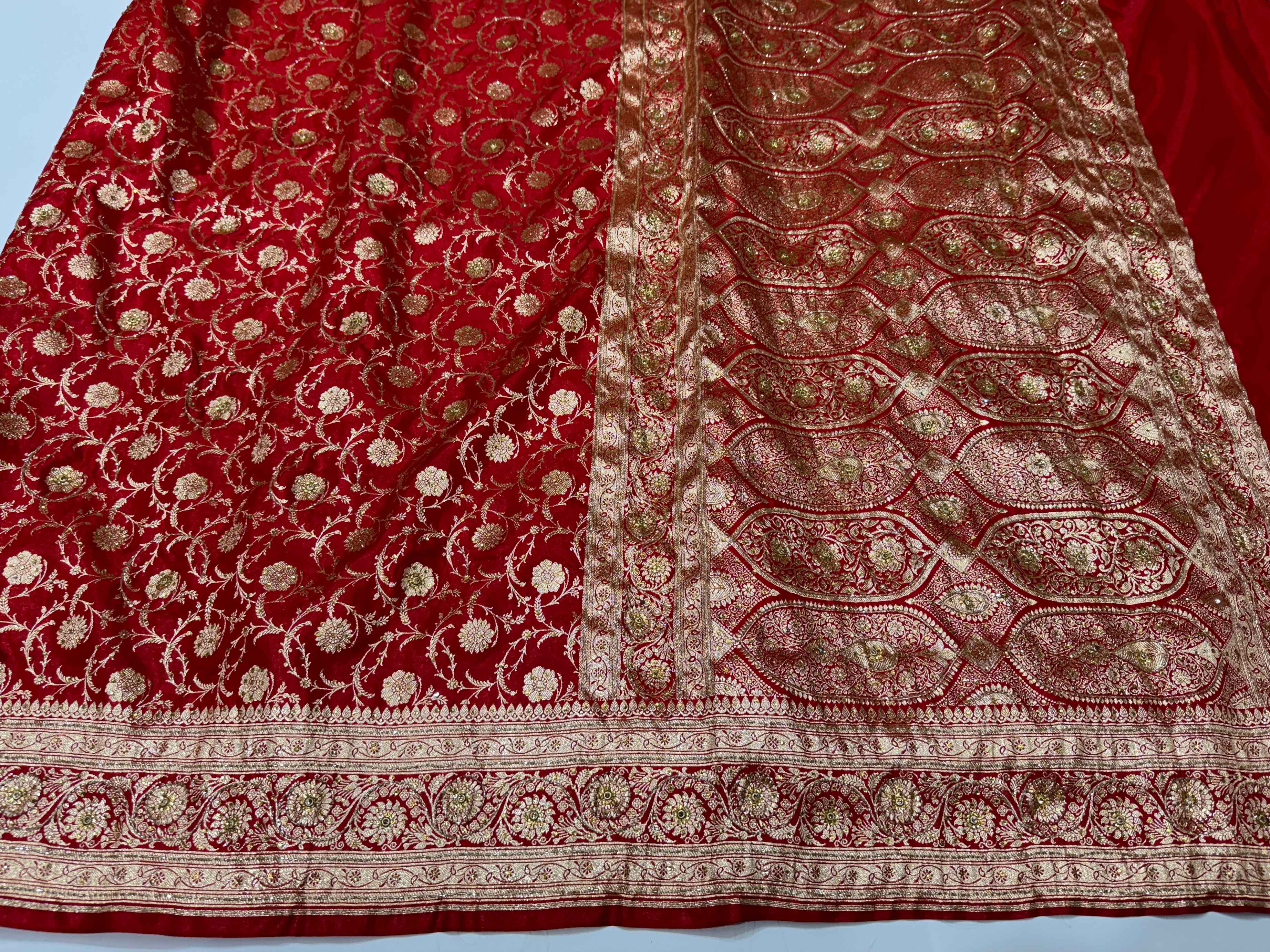Bridal Red Jaal with Ari and Stone