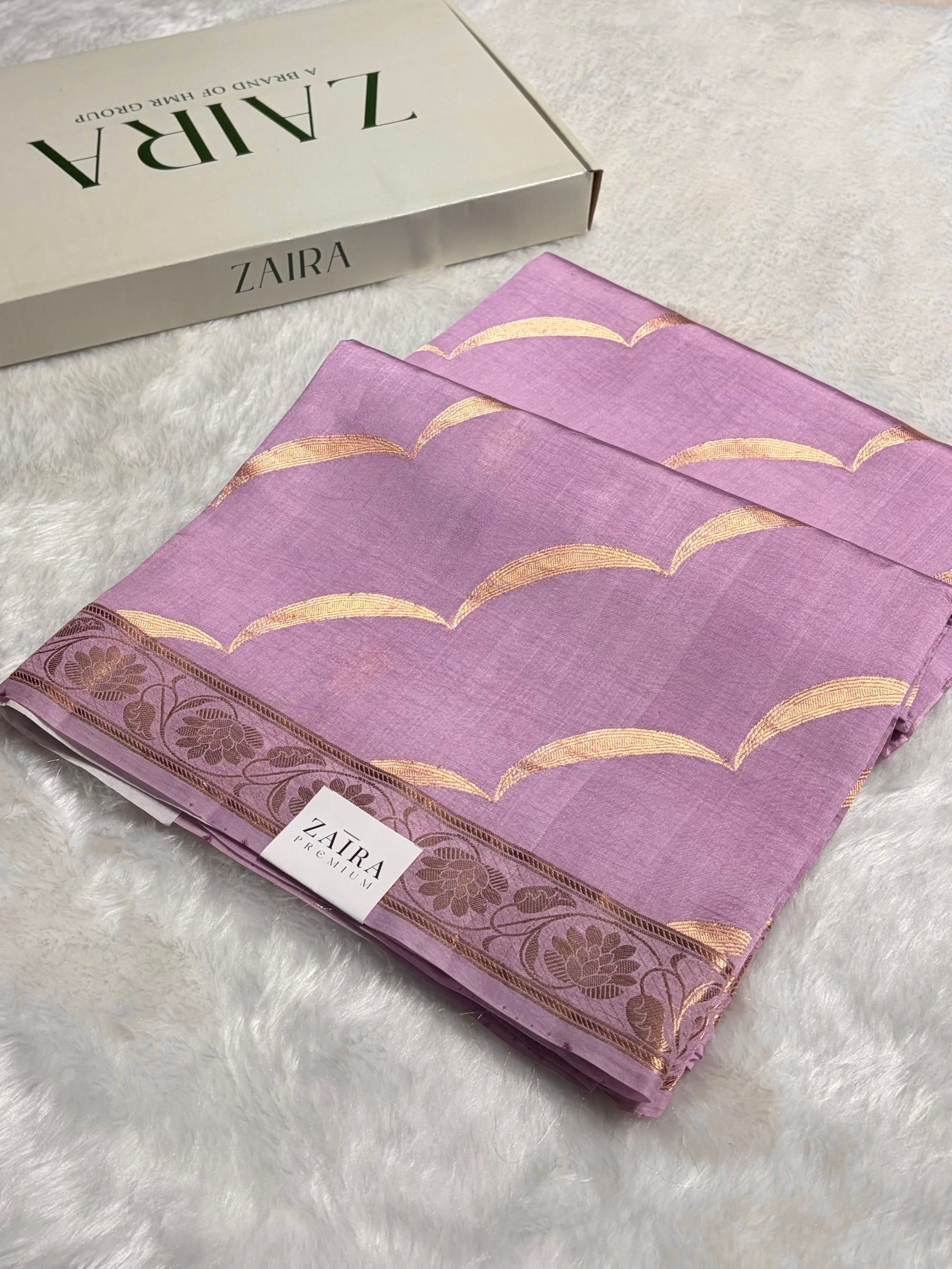 Lavender Shades Handwoven Pure  Raw Mango Silk RM-42
