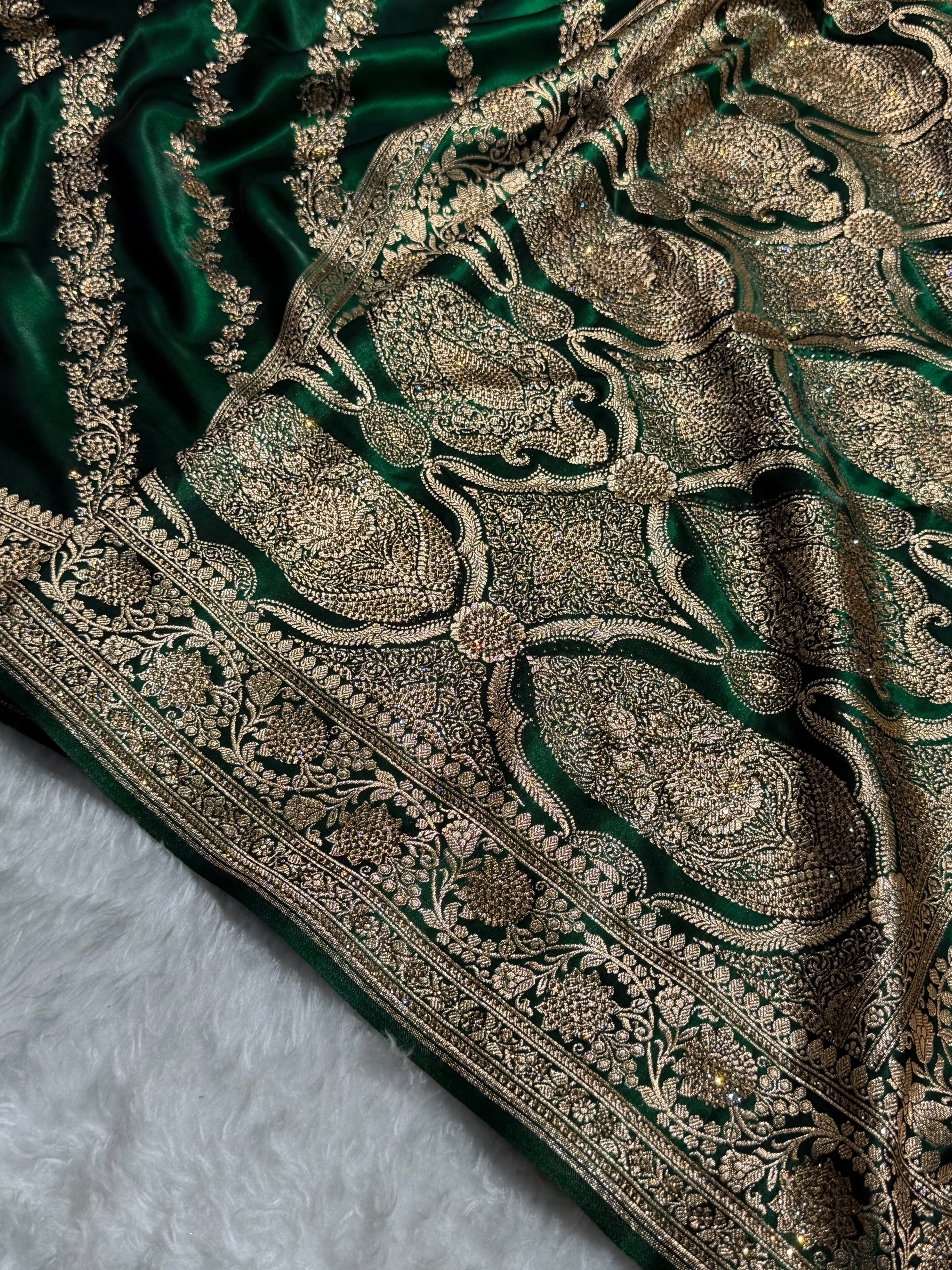 Bottle Green Shades Cross with Swarovski Stone Work BSS-10