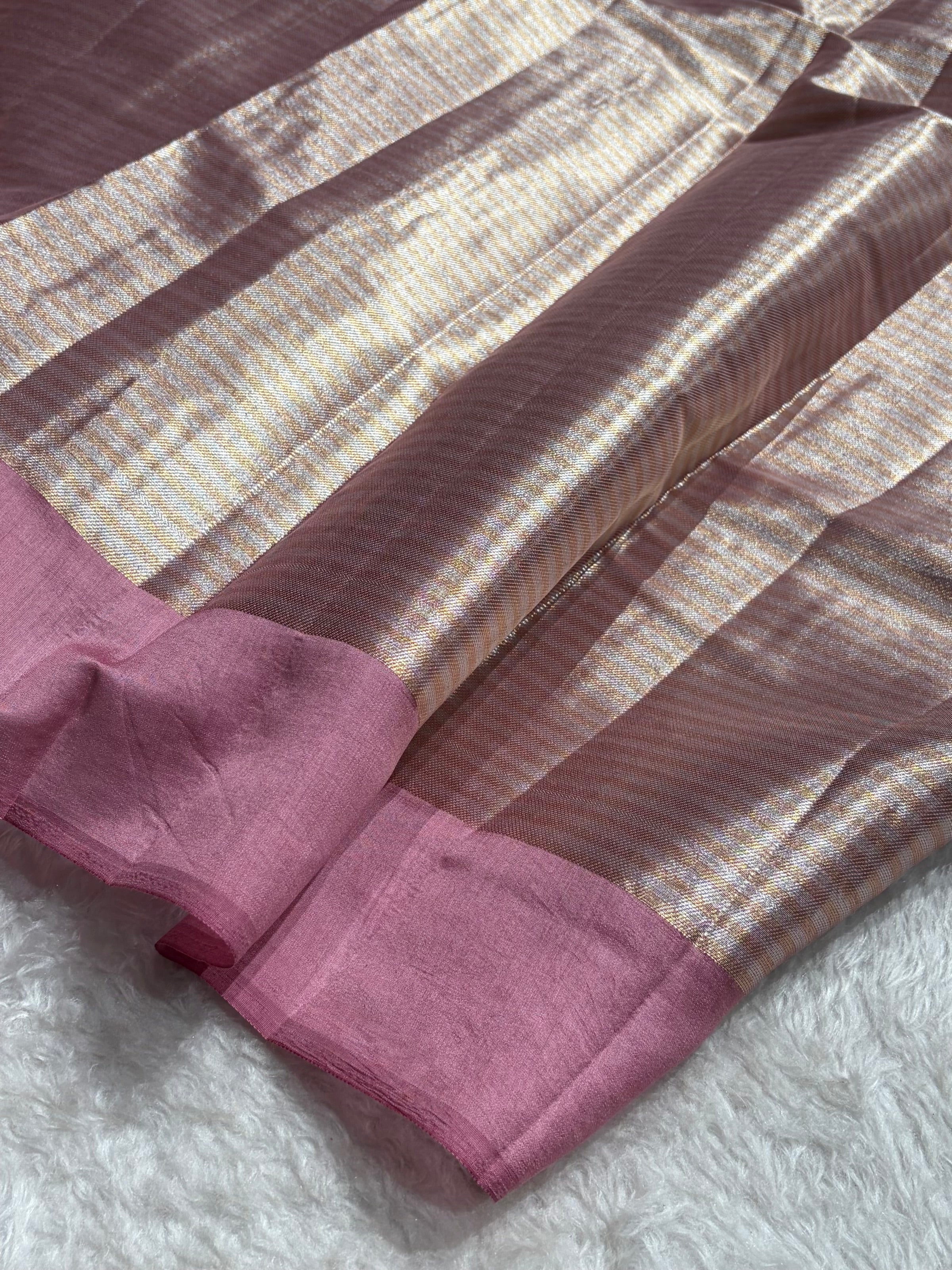 Banarasi Pure Organza Contrast Rust With Baby Shades Banarasi Silk Saree PO-42