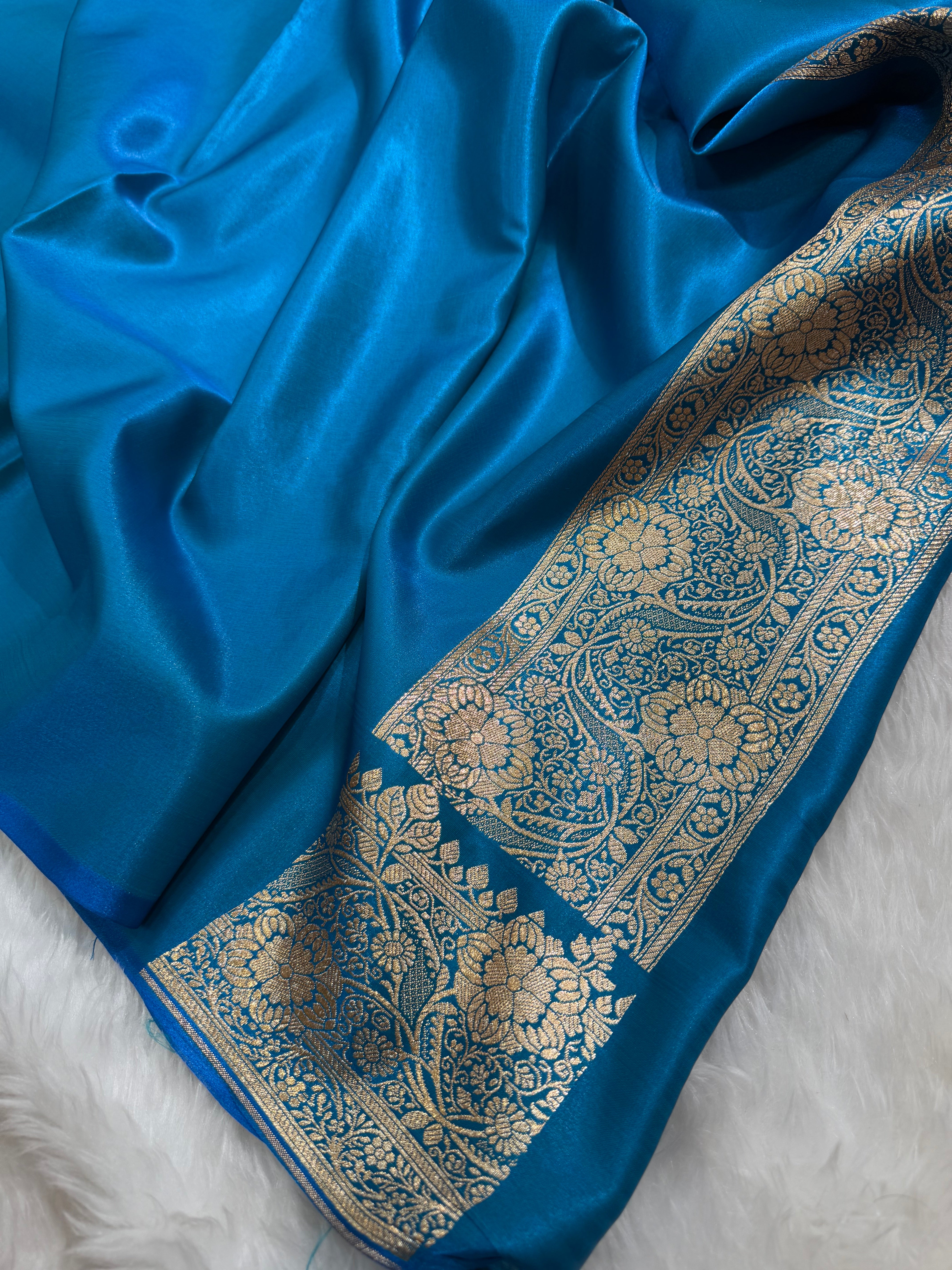 Ultra Light Weight Satin Silk Cross in FIROZY BLUE Shades SS12