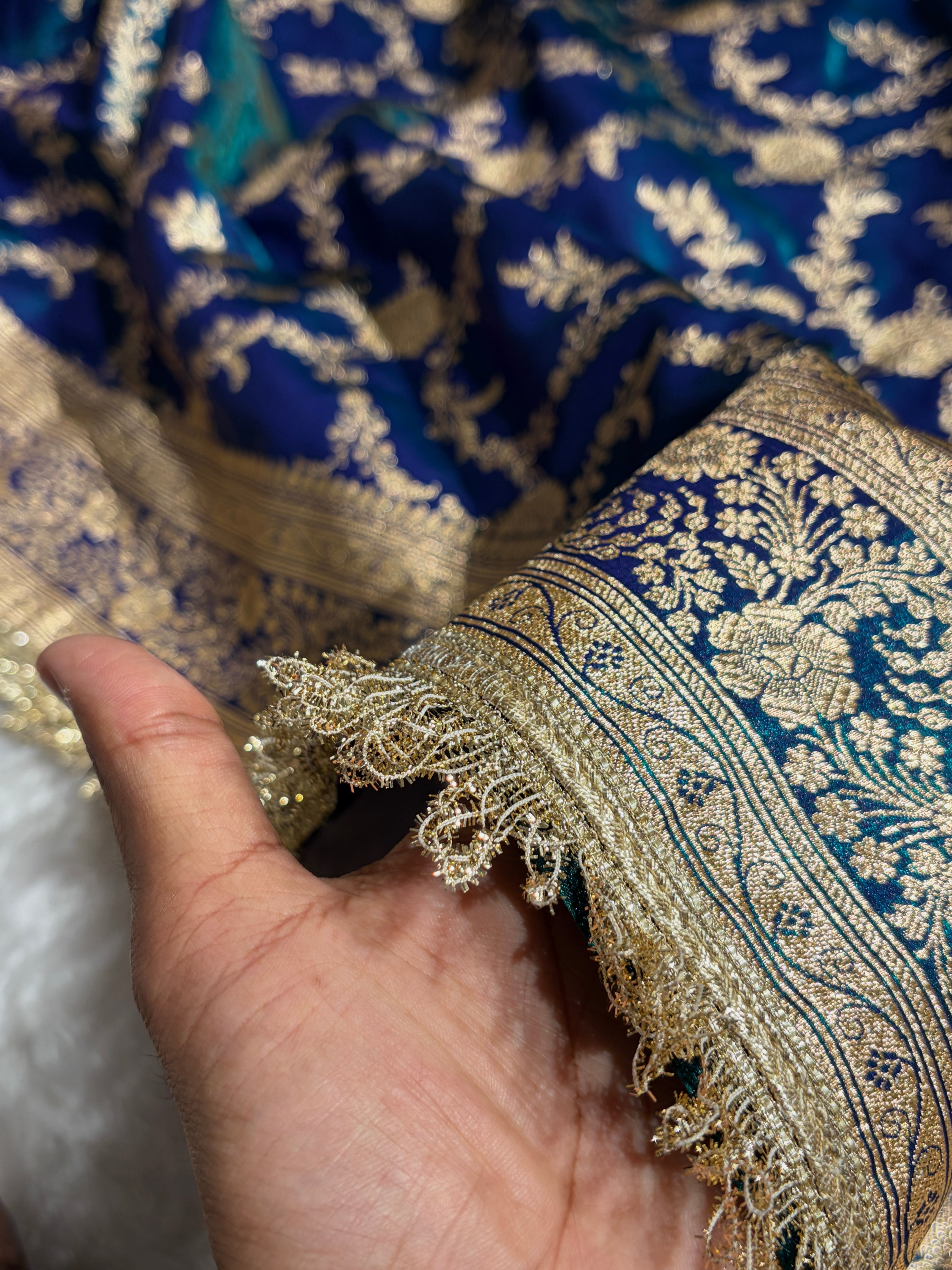 Peacock Banarasi Jaal Satin Silk Saree with gotta patti SSGP14