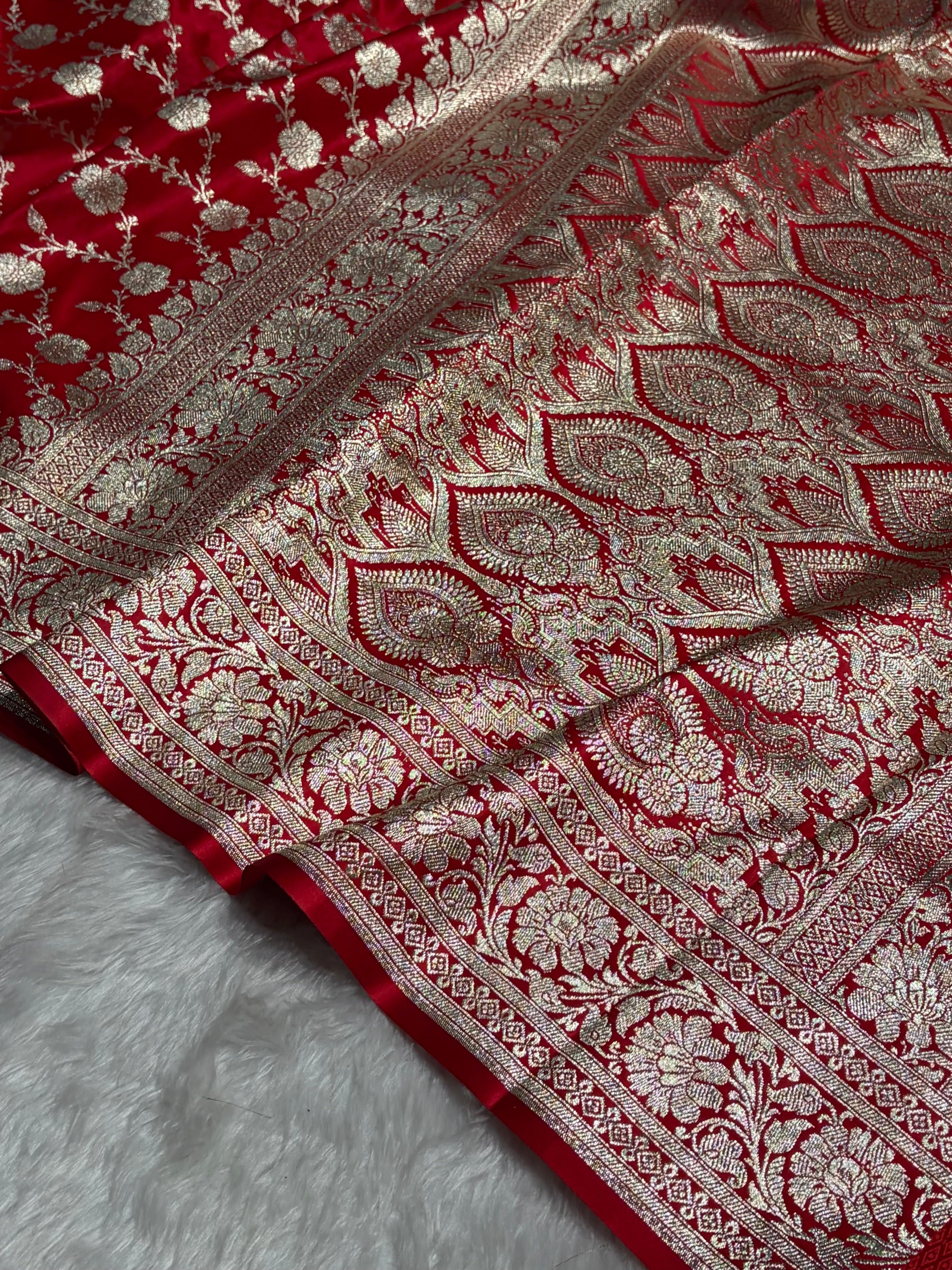 Red Jaal katan Silk Saree SK18