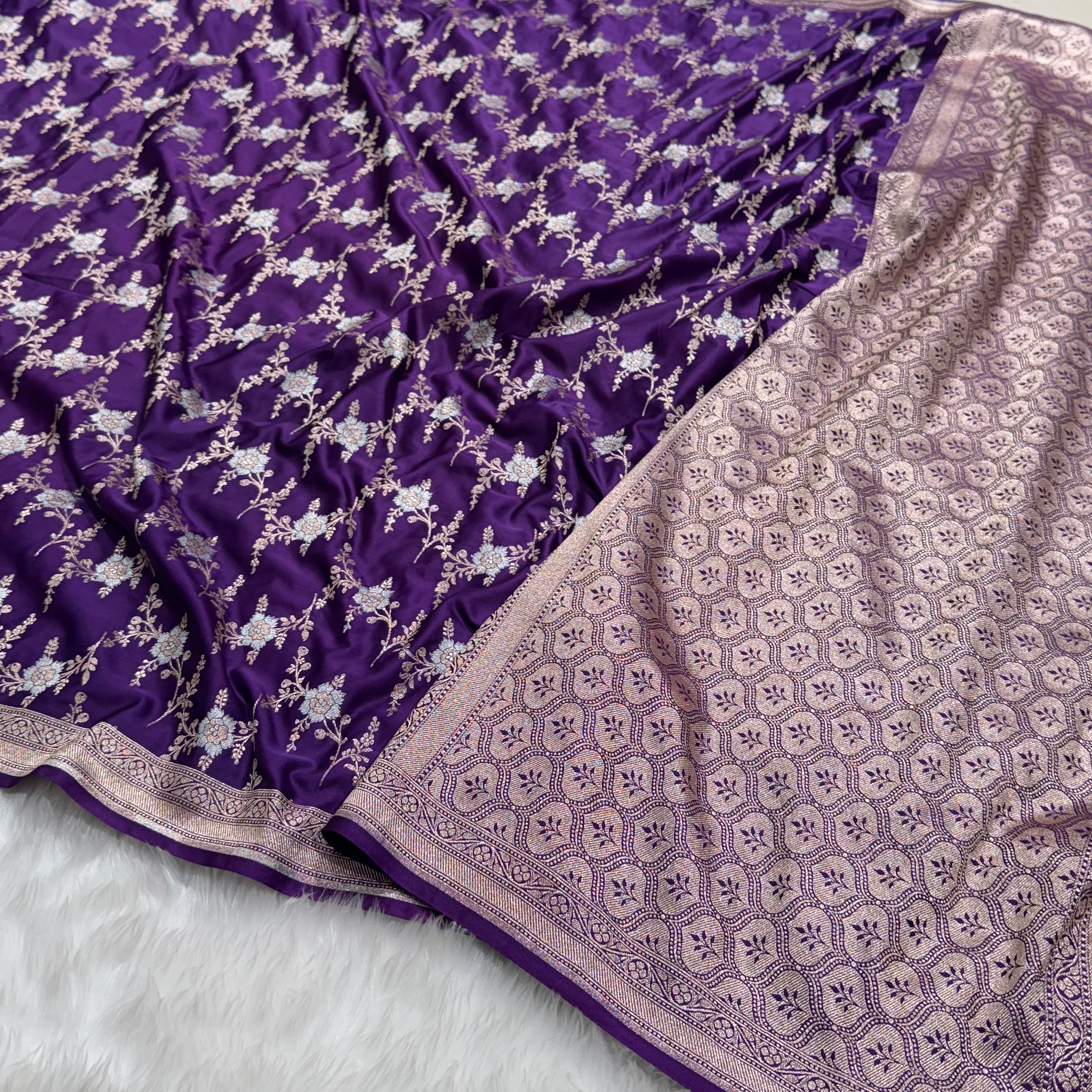 Purple Rupa Sona Jaal Mashru Silk Saree
