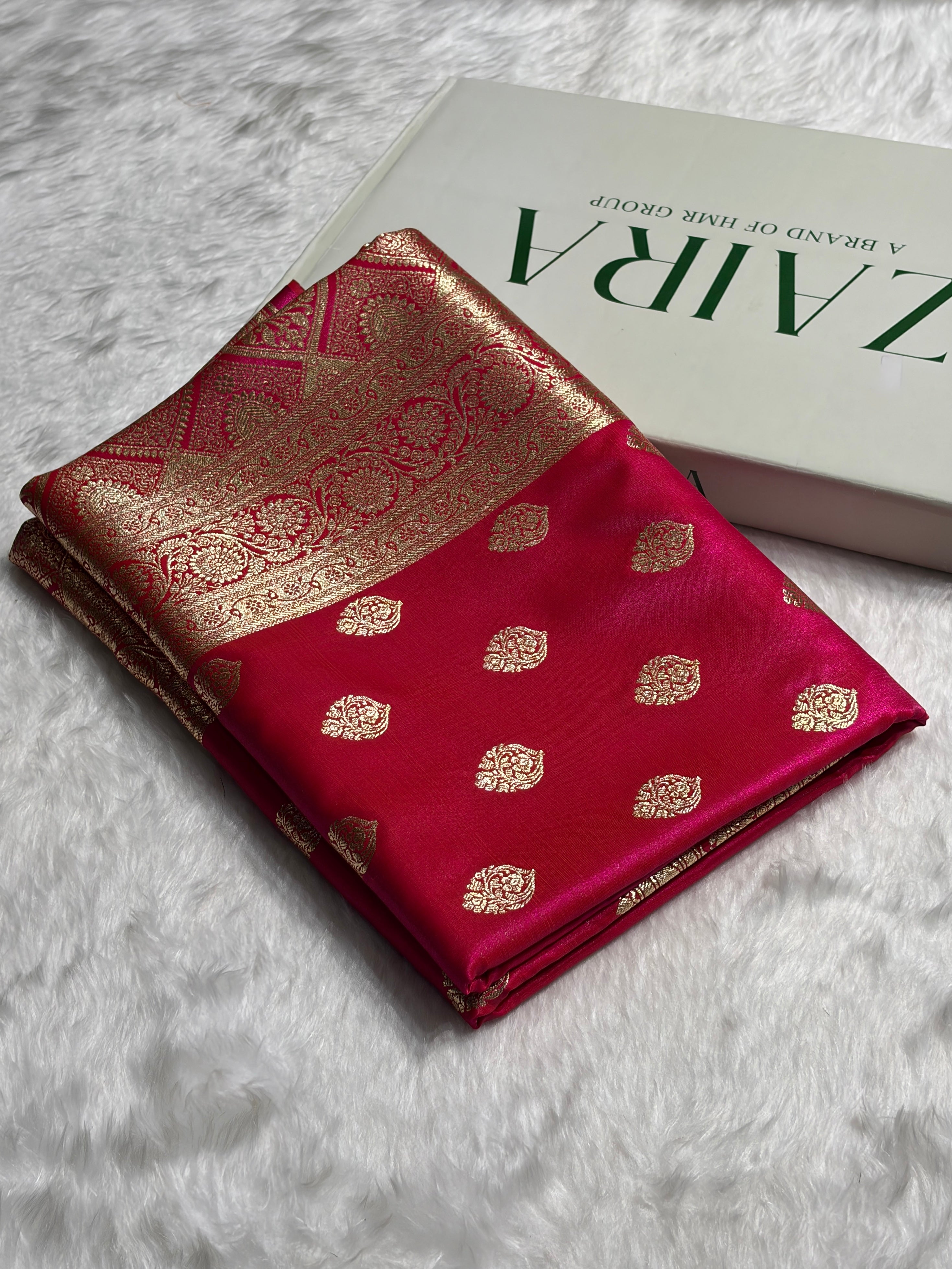 Ultra Light Weight Satin Silk Boota in Cross Rani Shades SS03