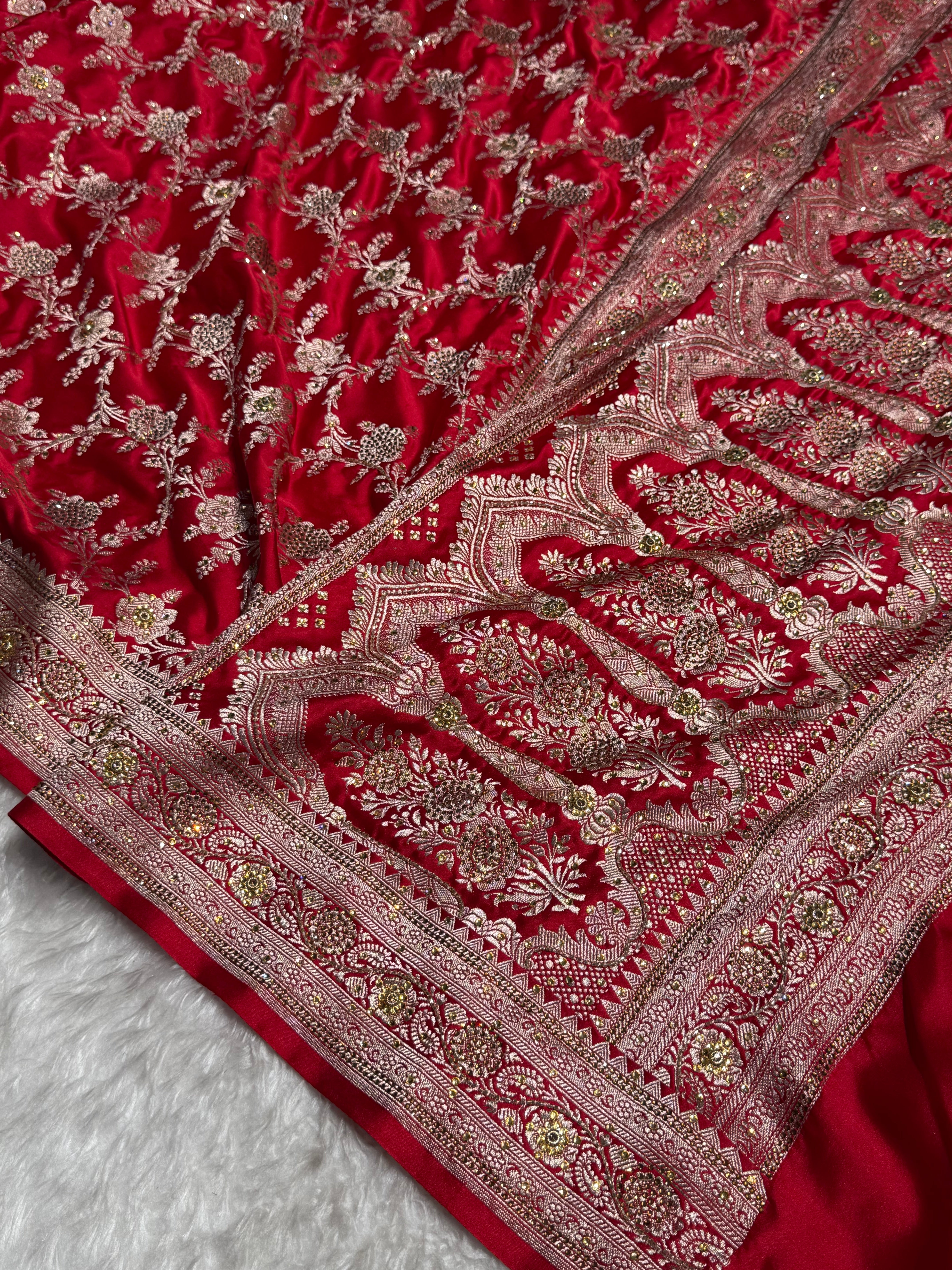 Red Mashru Silk with Ari and swarovski work BMS-28