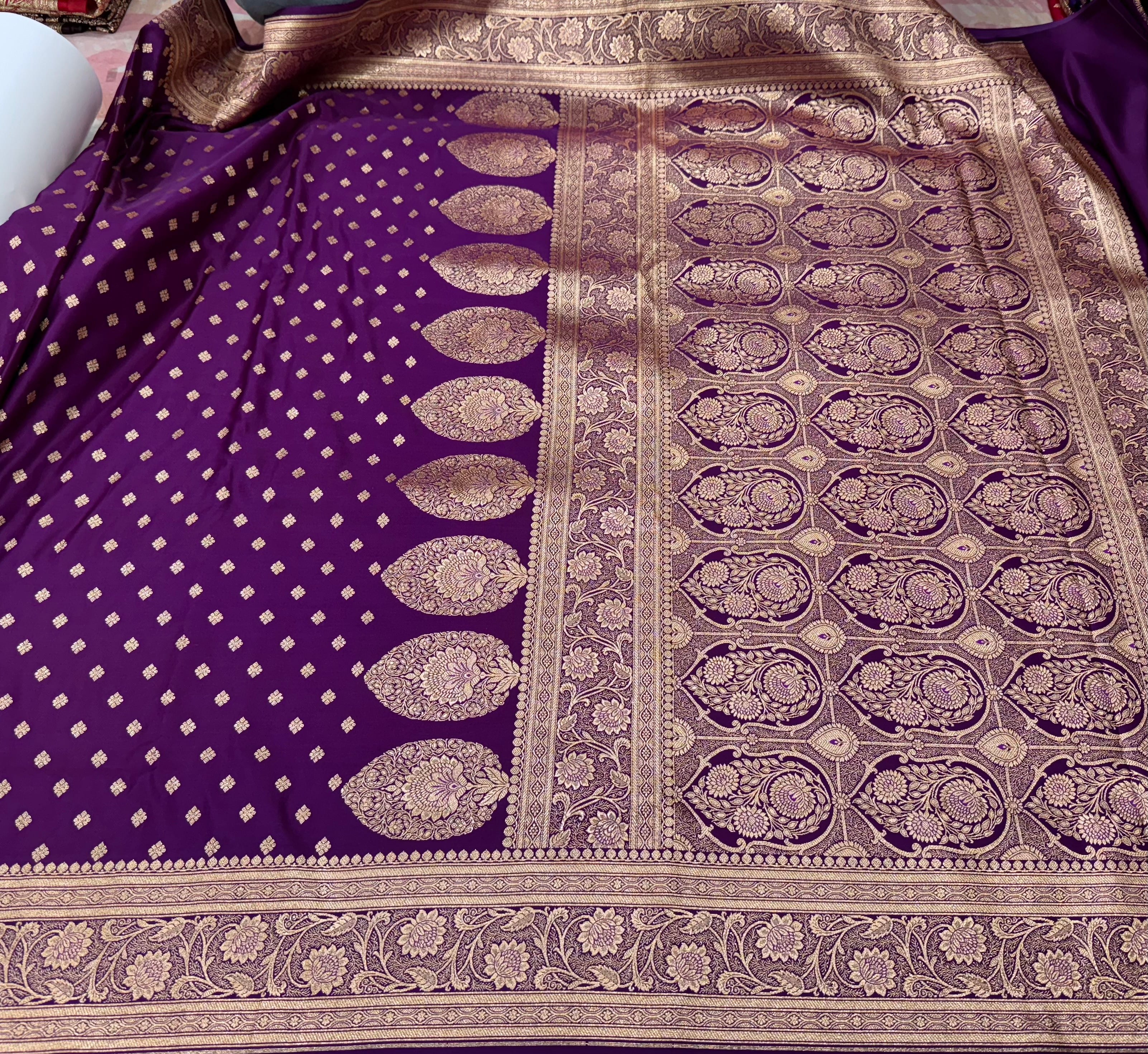 Purple booti Katan Silk Saree SK04