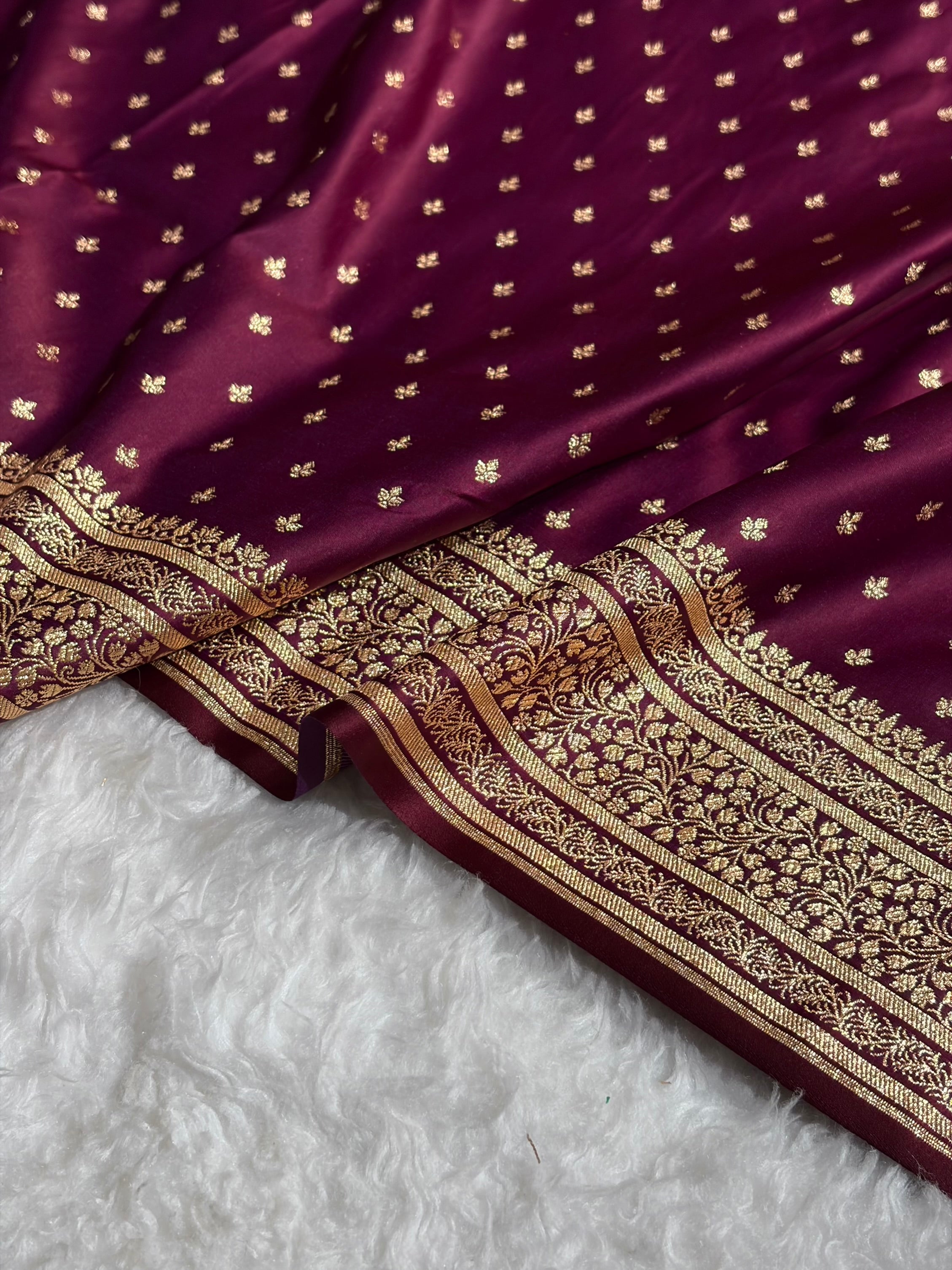 Banarasi Satin Katan Saree in Cross Wine Shades SK88