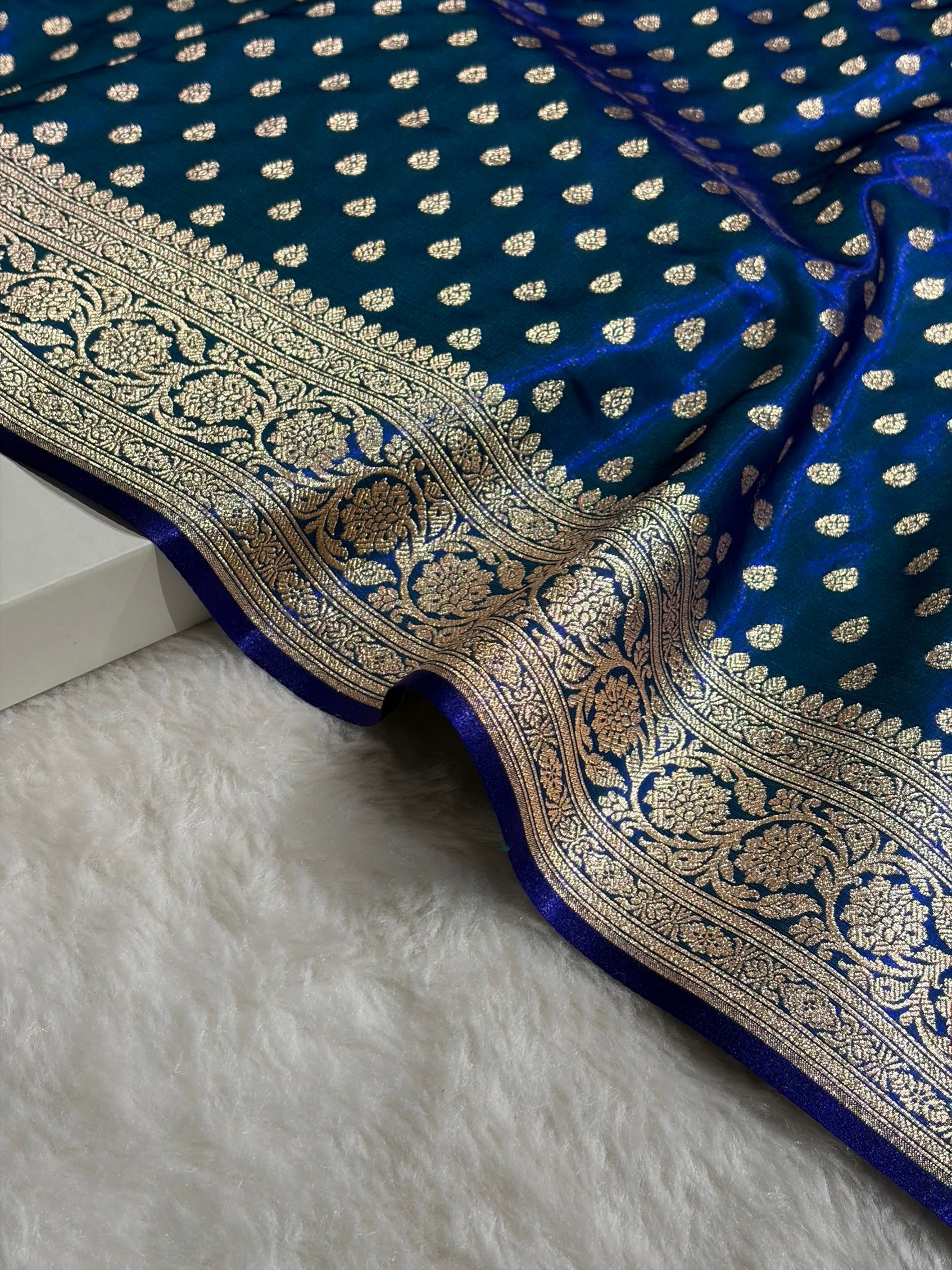Royal Peacock Booti satin Silk Saree SS01