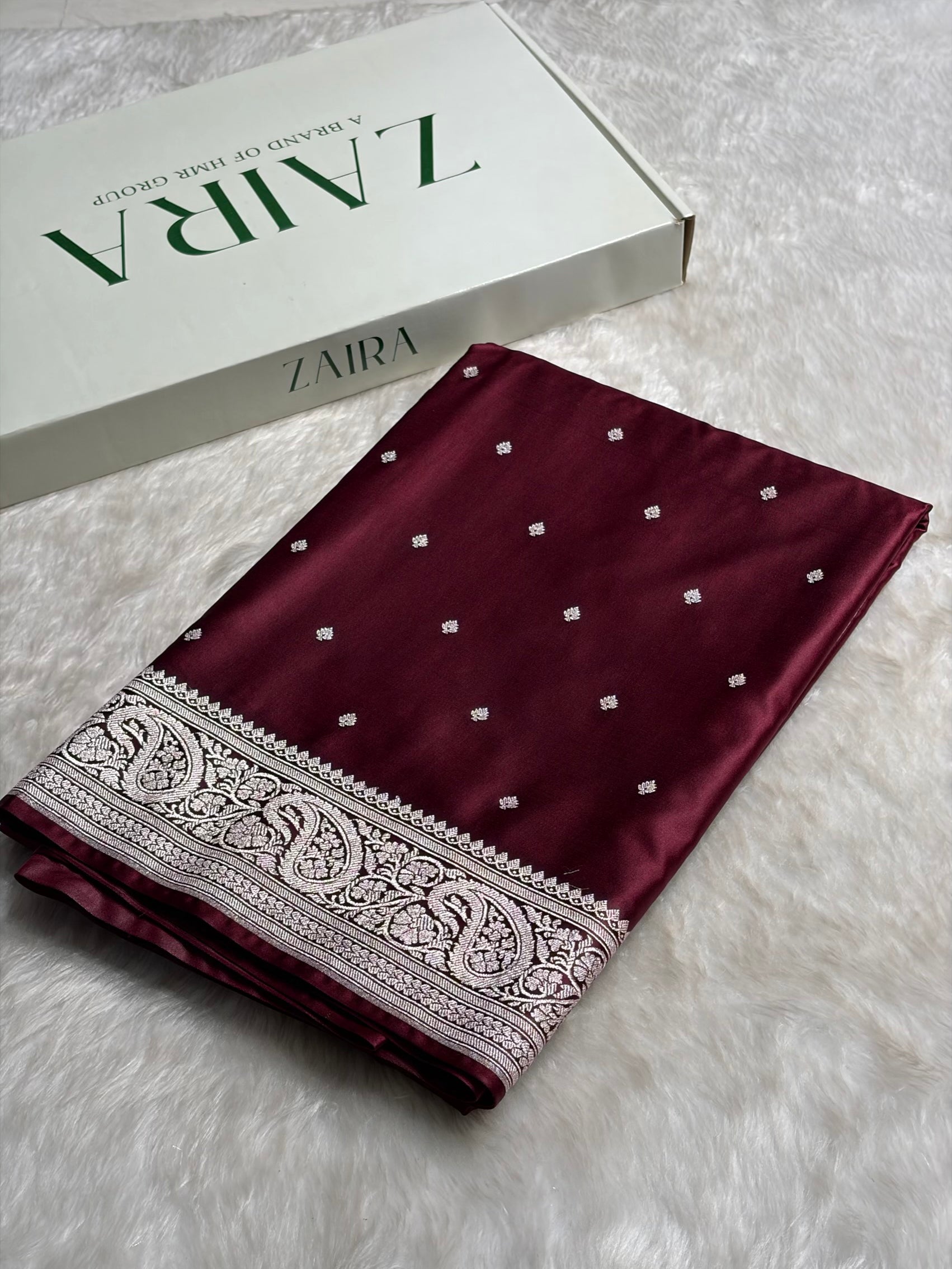 Garnet Tone Booti Mashru Silk Saree MS06