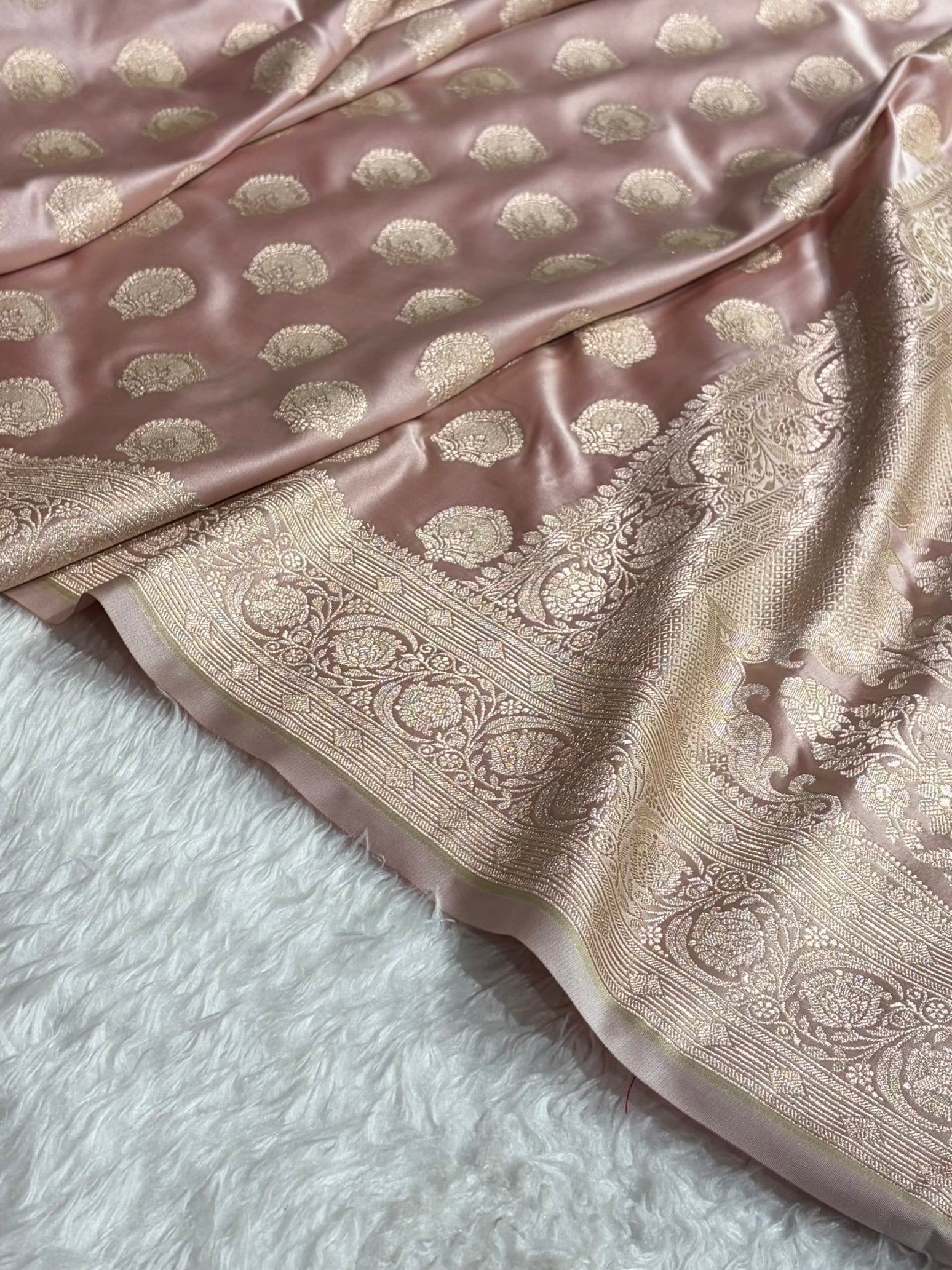 Blush Pink Shades Motif Booti Mashru Silk Saree