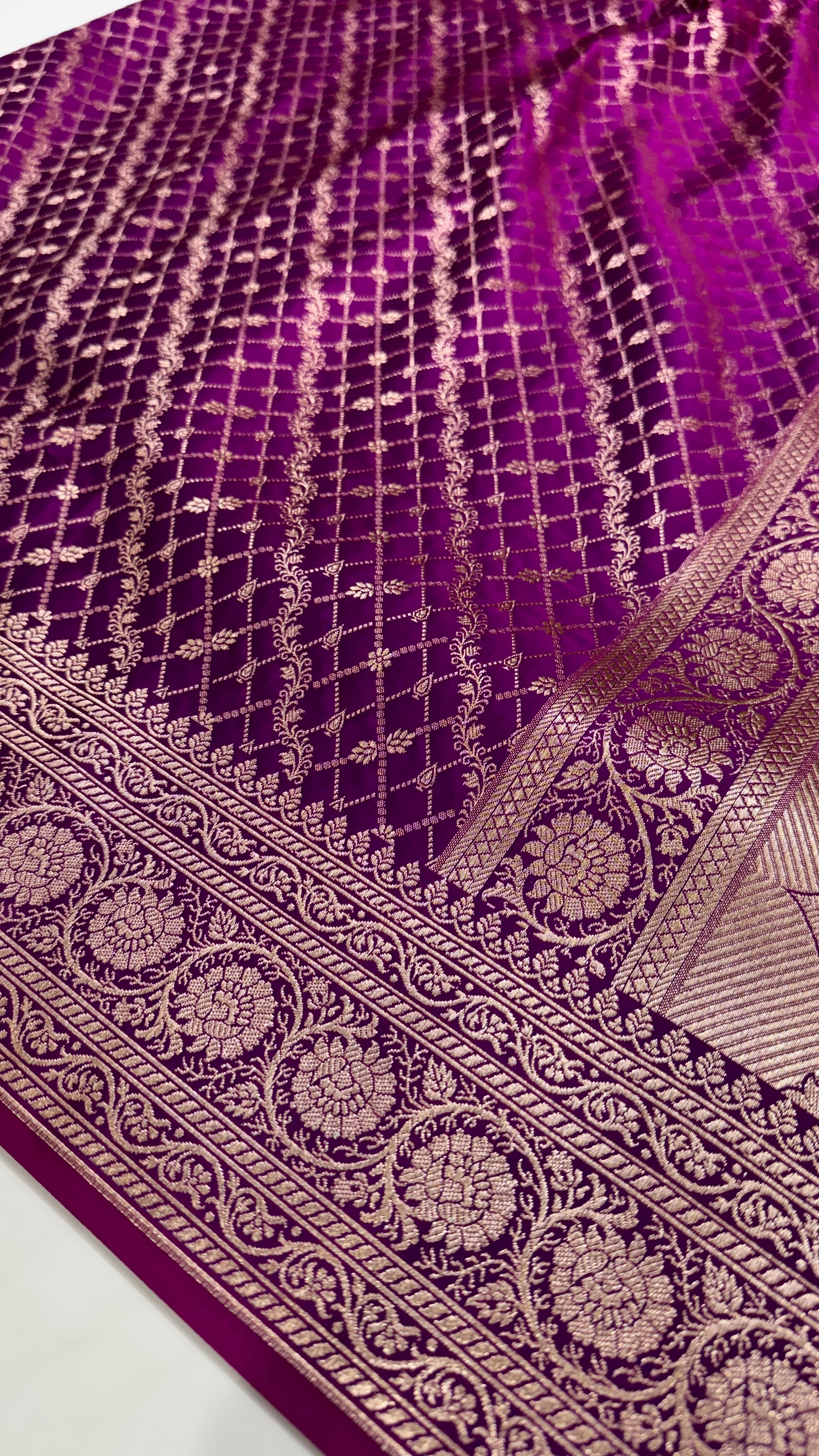 Wine Banarasi Brocade Soft Katan Silk Saree SKB-01