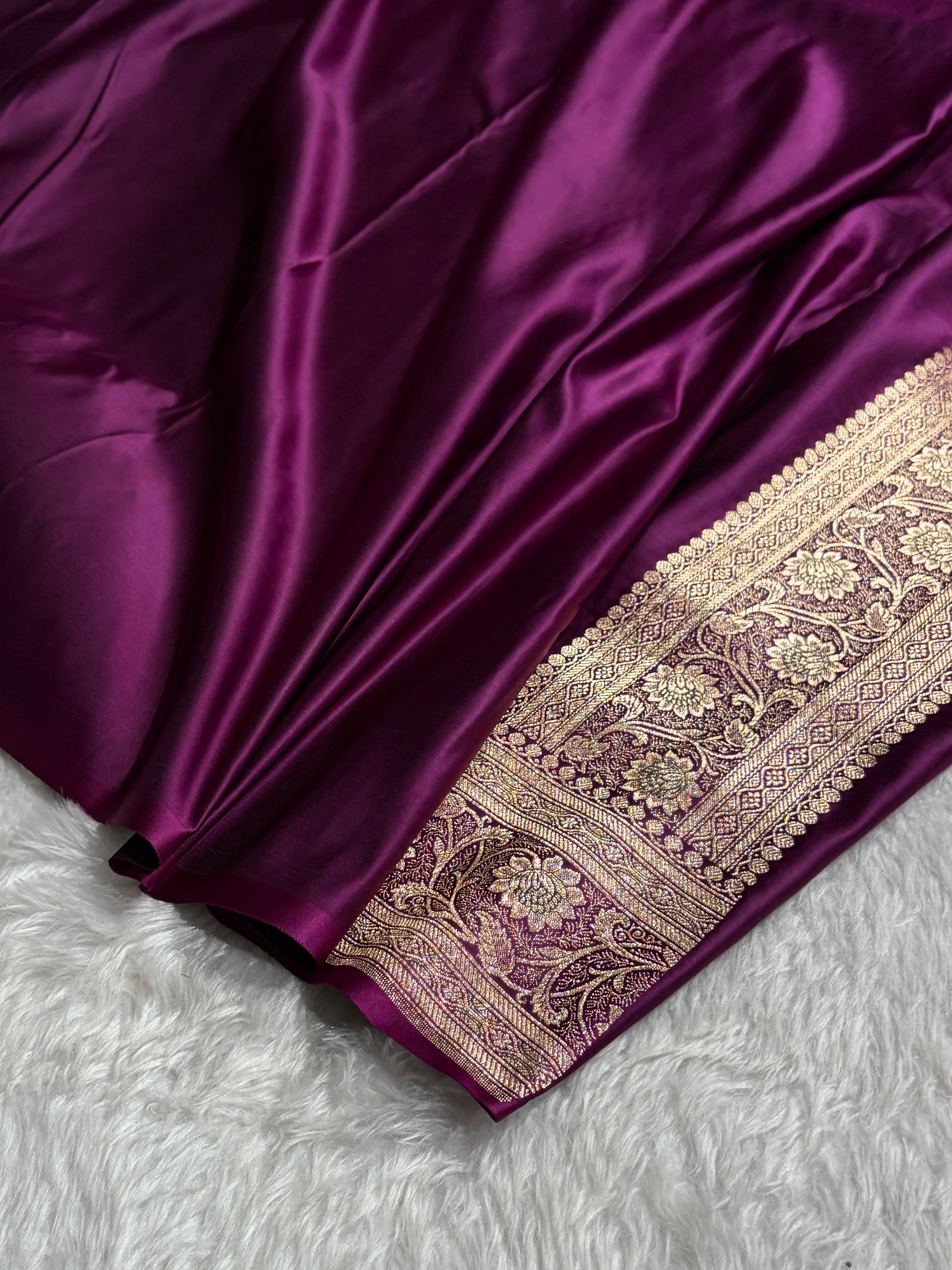 Wine Banarasi Minakari Boota Katan Silk Saree
