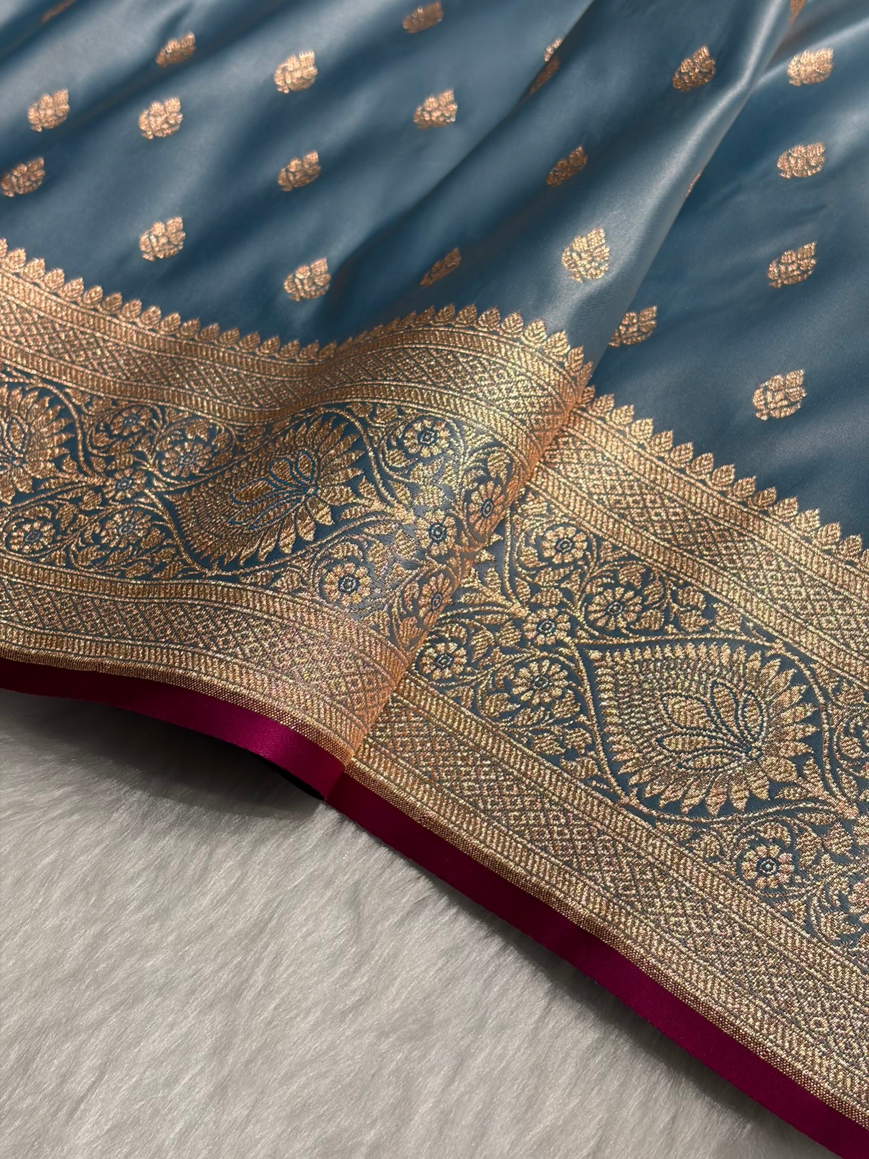 Nile Blue booti Katan Silk saree SK10
