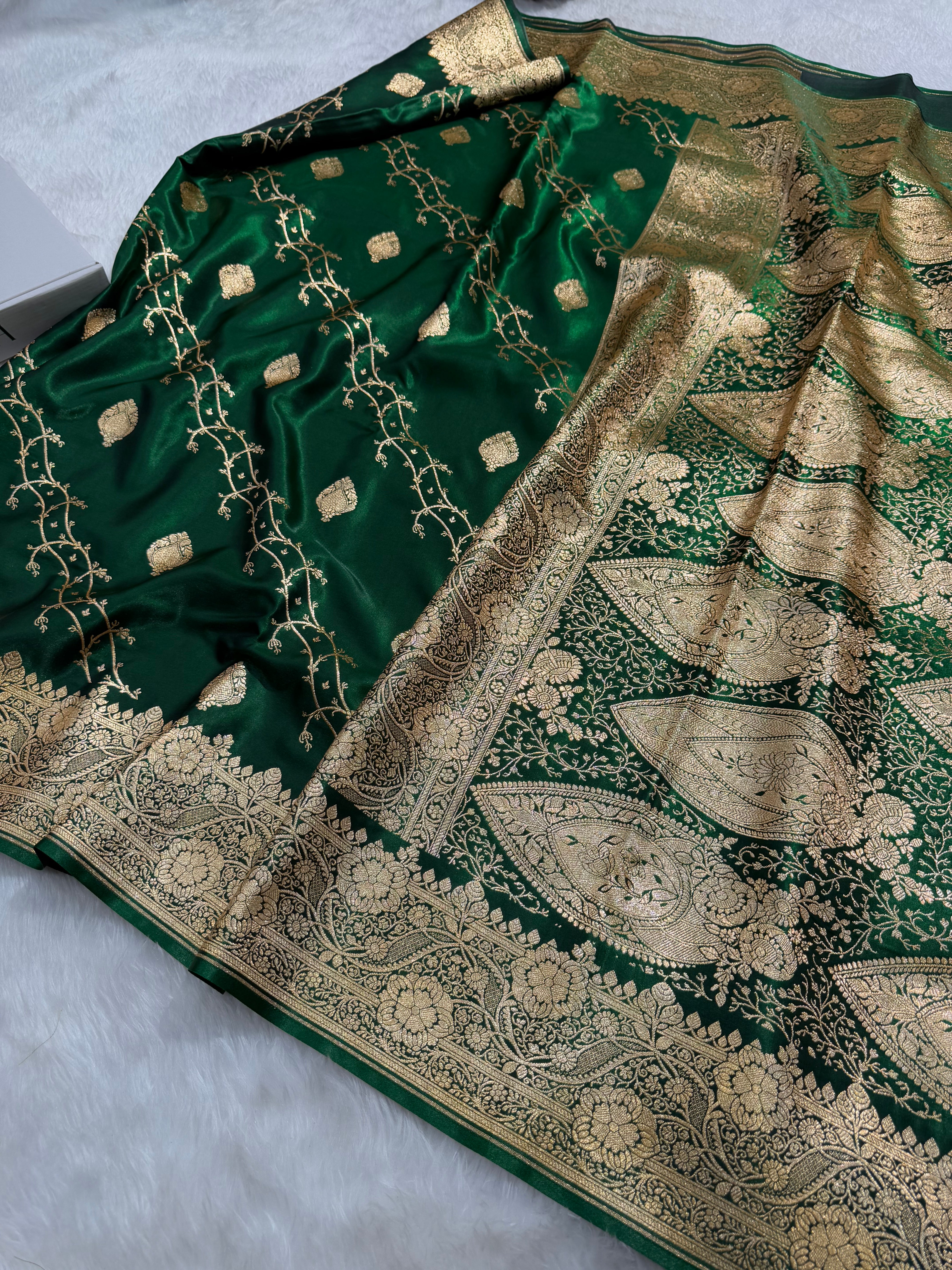 Ultra Light Weight Satin Silk Cross in BOTTLE GREEN Shades SS12