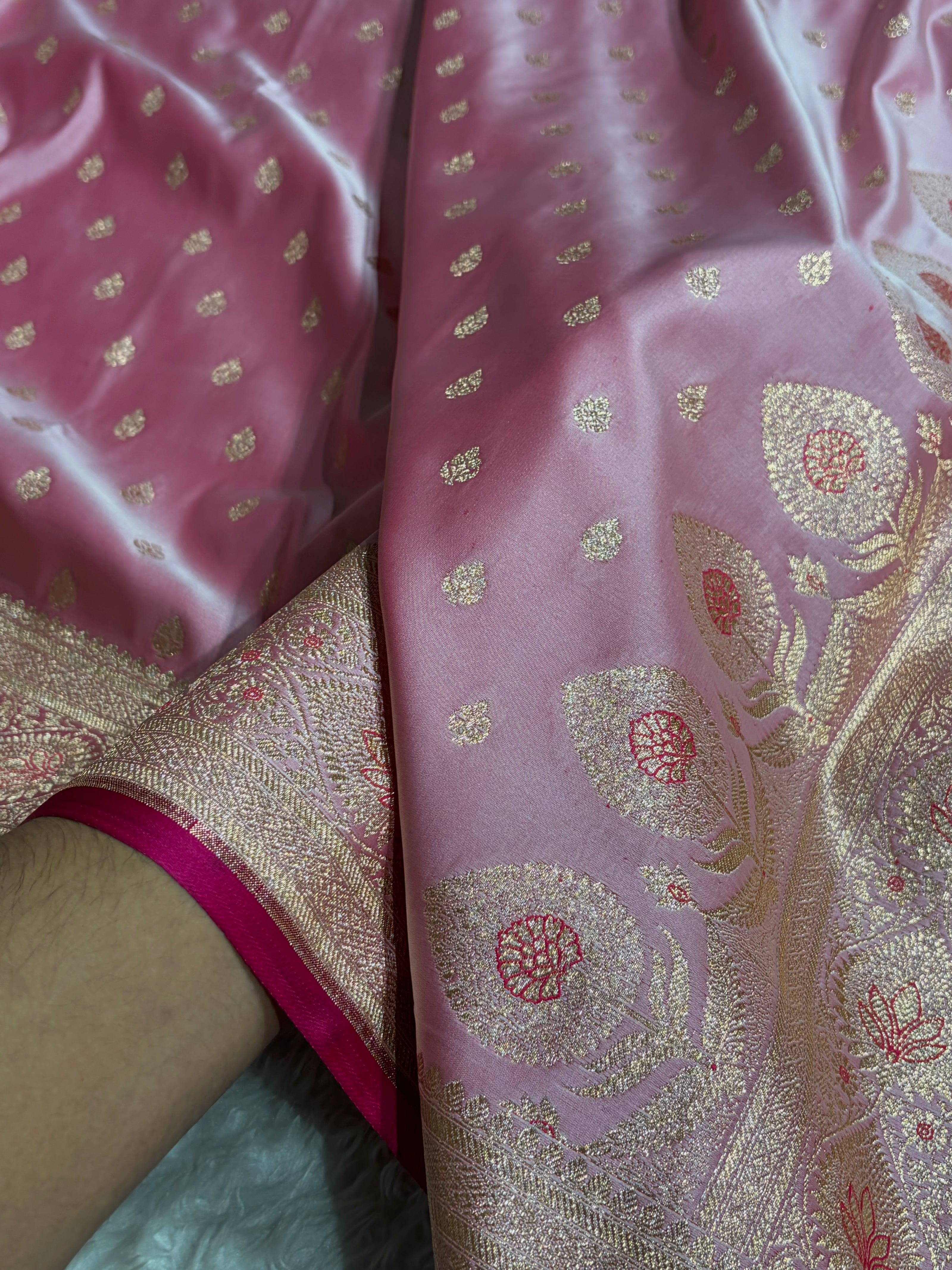 Katan Silk Saree In Baby Pink Shades SK10