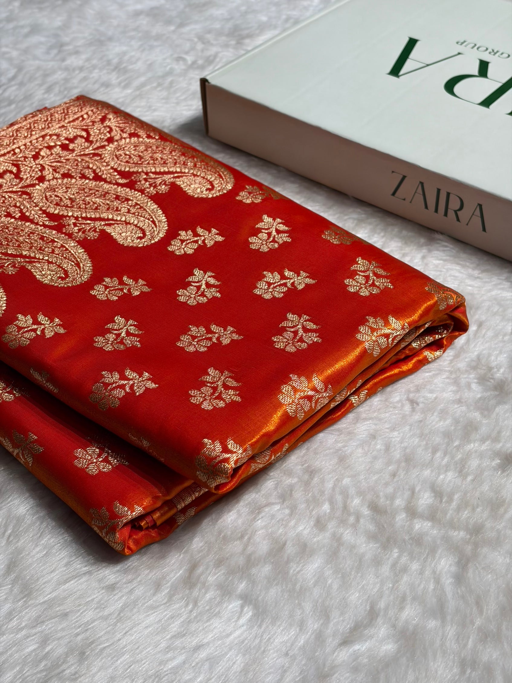 Fire Gold Shades Banarasi Satin Silk Saree SS34