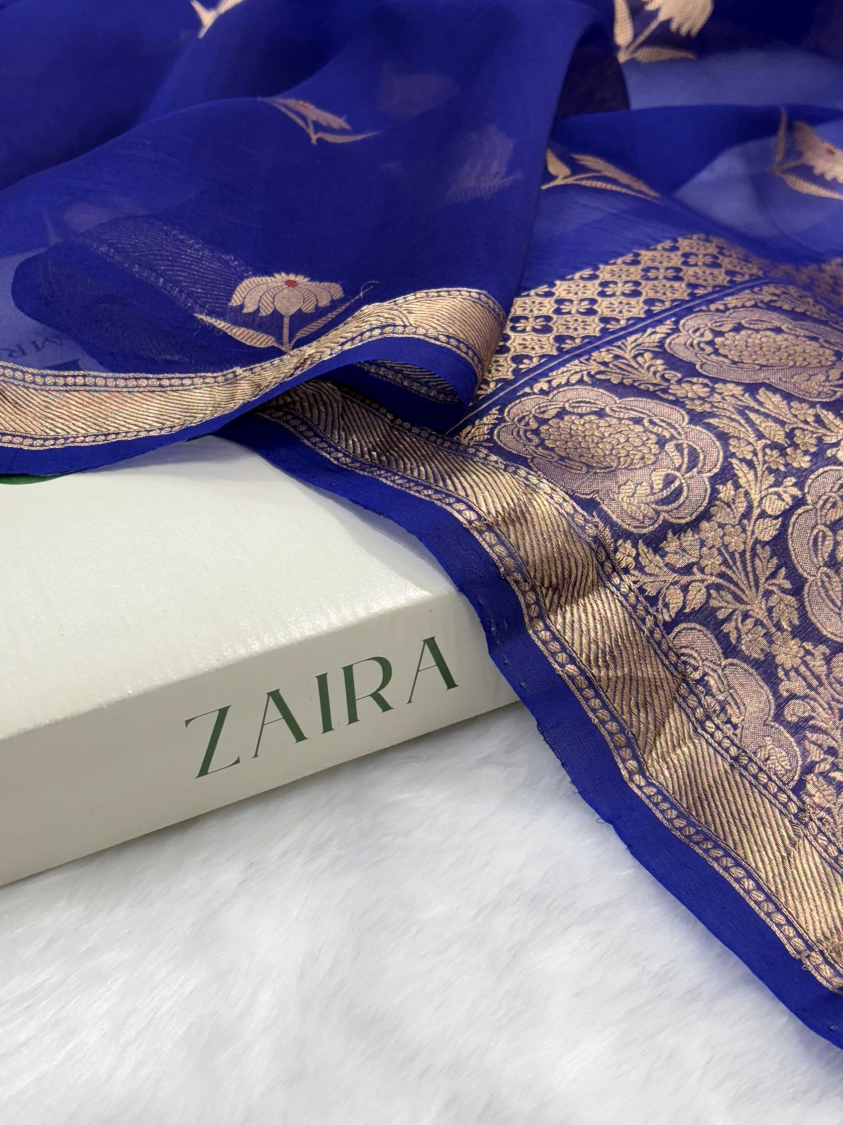 Pure Organza Violet Floral Meena Banarasi Silk Saree PO-02