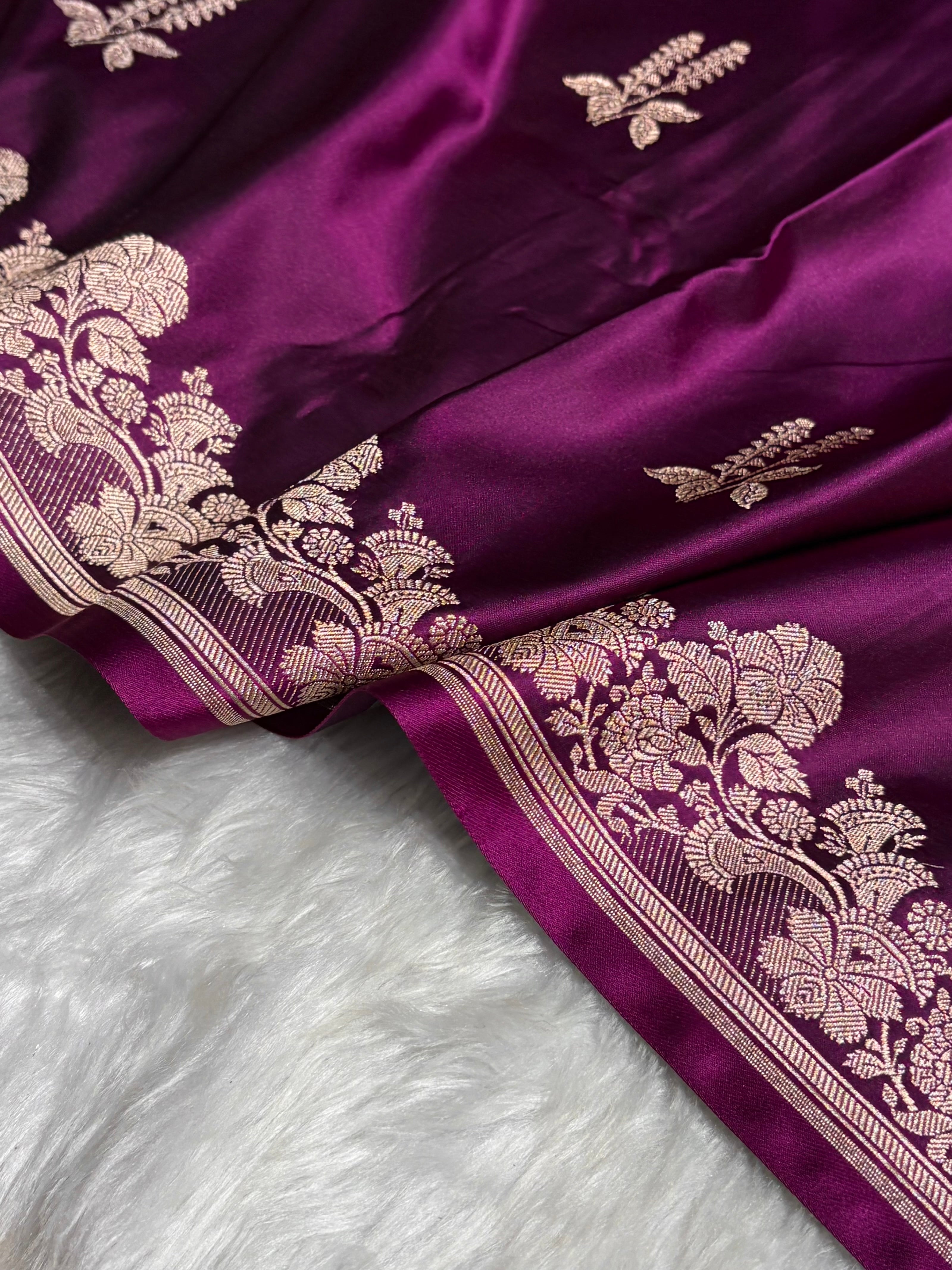 Wine Floral Boota Mashru Silk Saree MSM-43