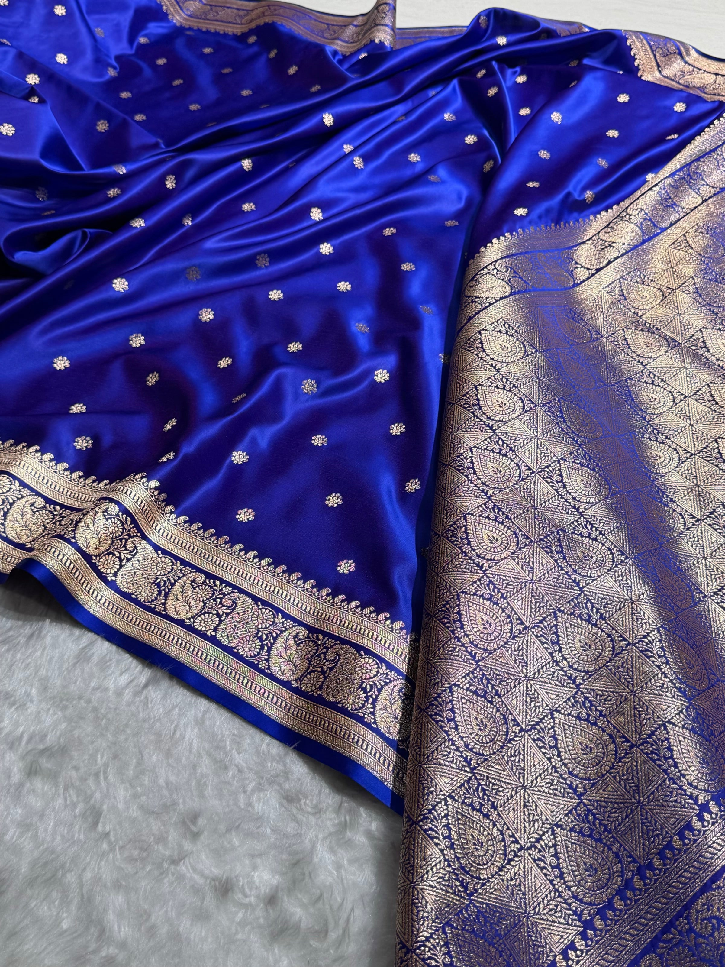 Banarasi Satin Katan Saree With Boota Pattern in Royal Purple Shades SK127