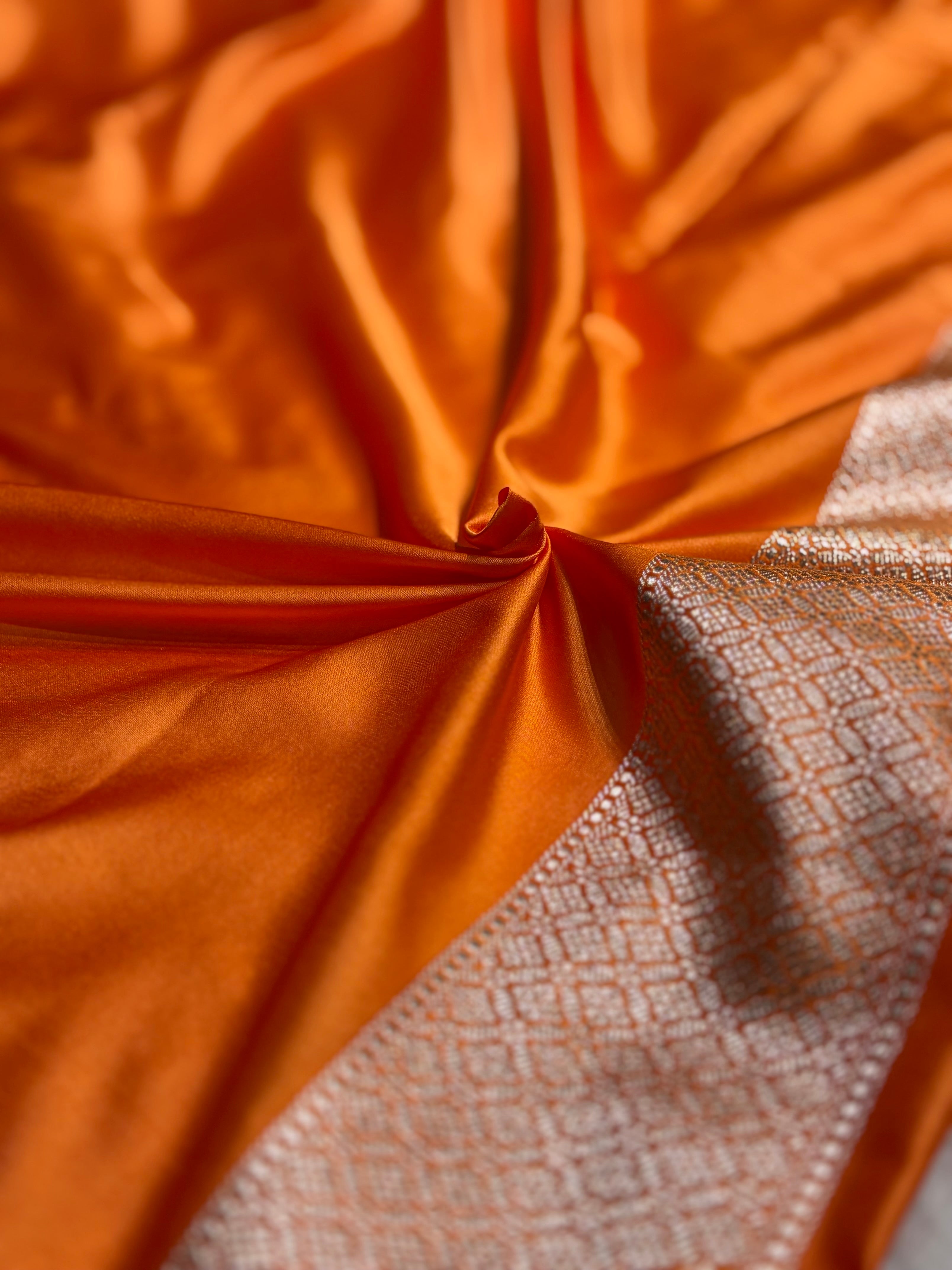Orange Shades Minakari Boota Mashru Silk Saree MS51