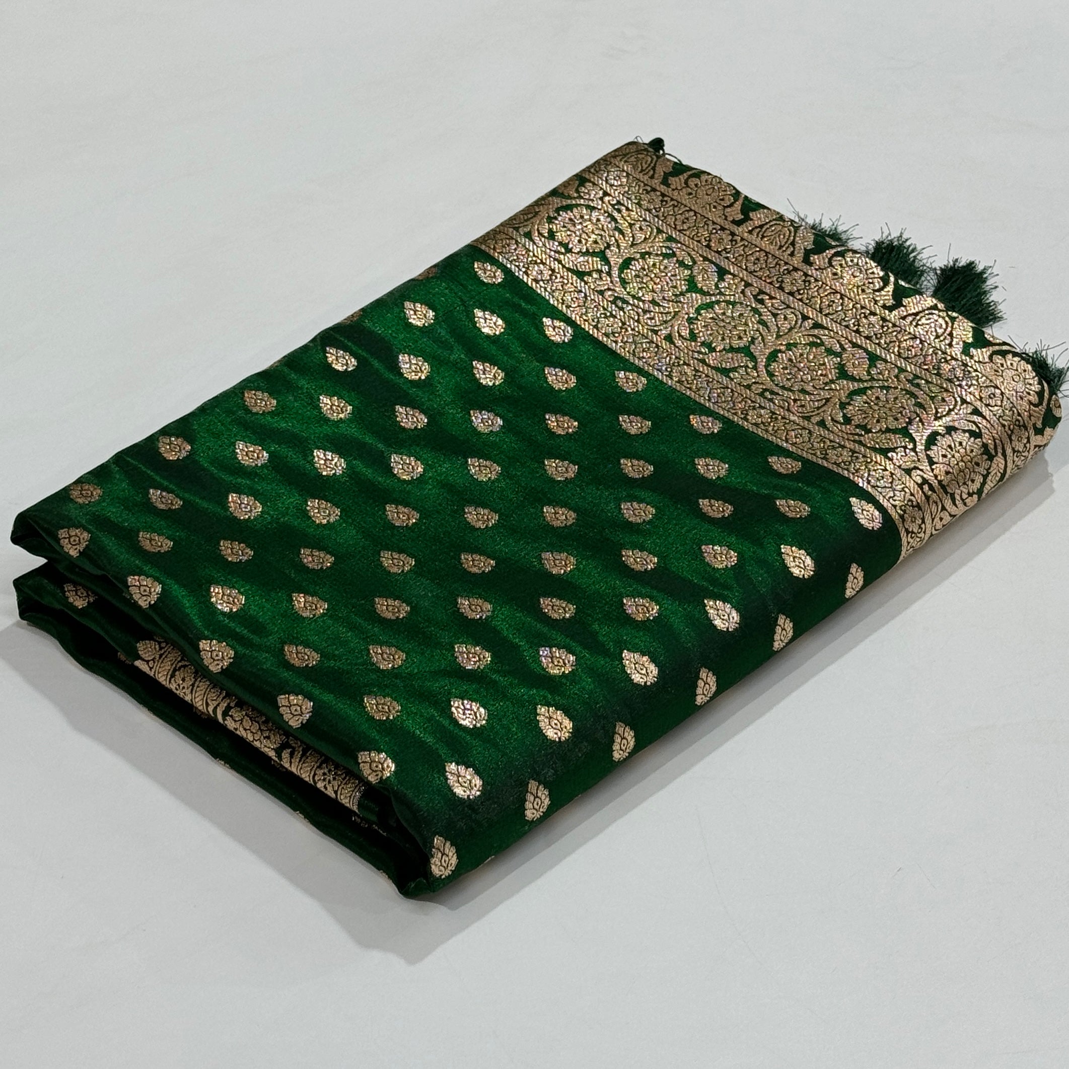 Satin Silk Booti in Bottle Green Shades SS01