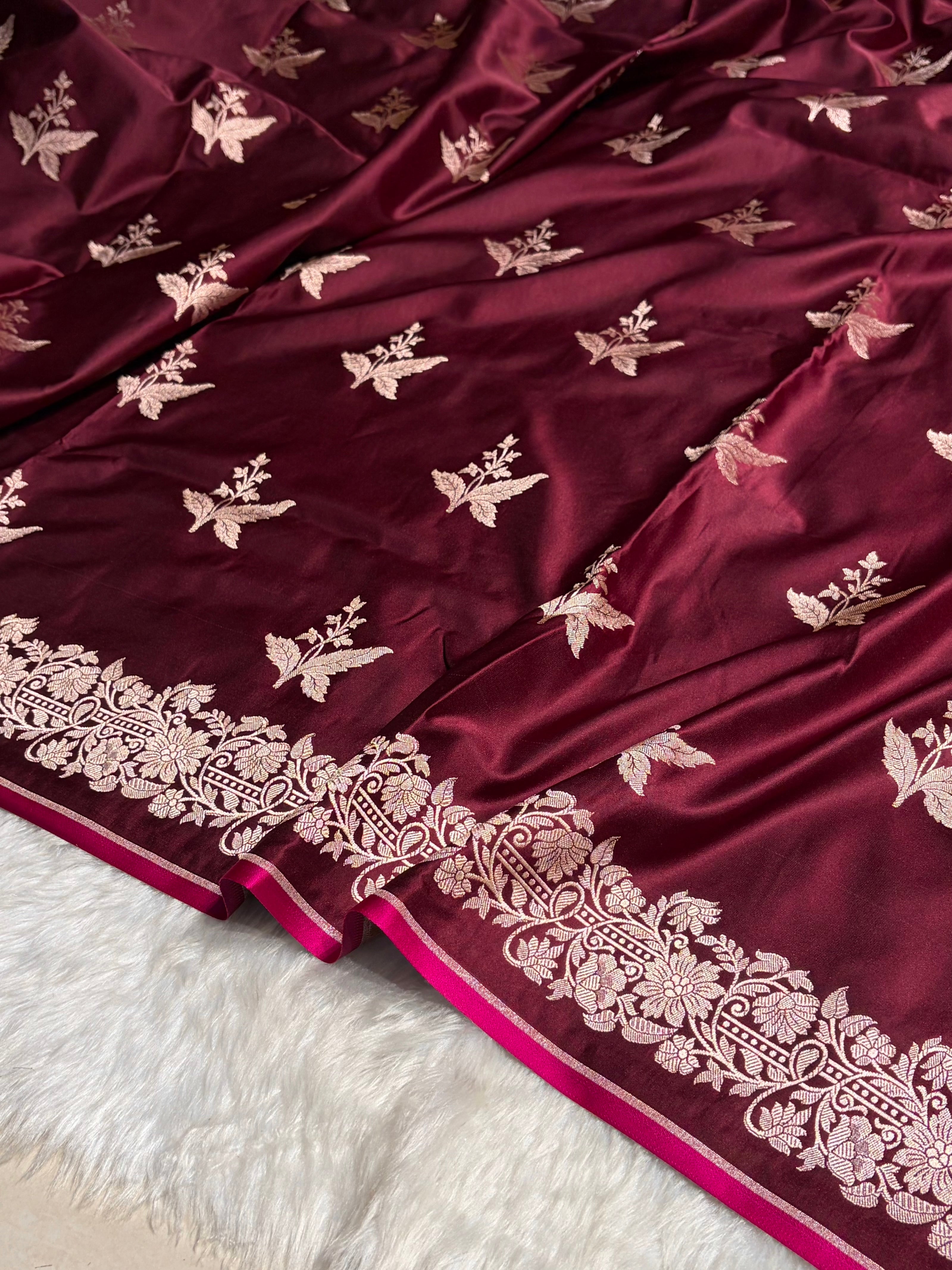 Chocolate Shades Floral Boota Mashru Silk Saree MSM-67