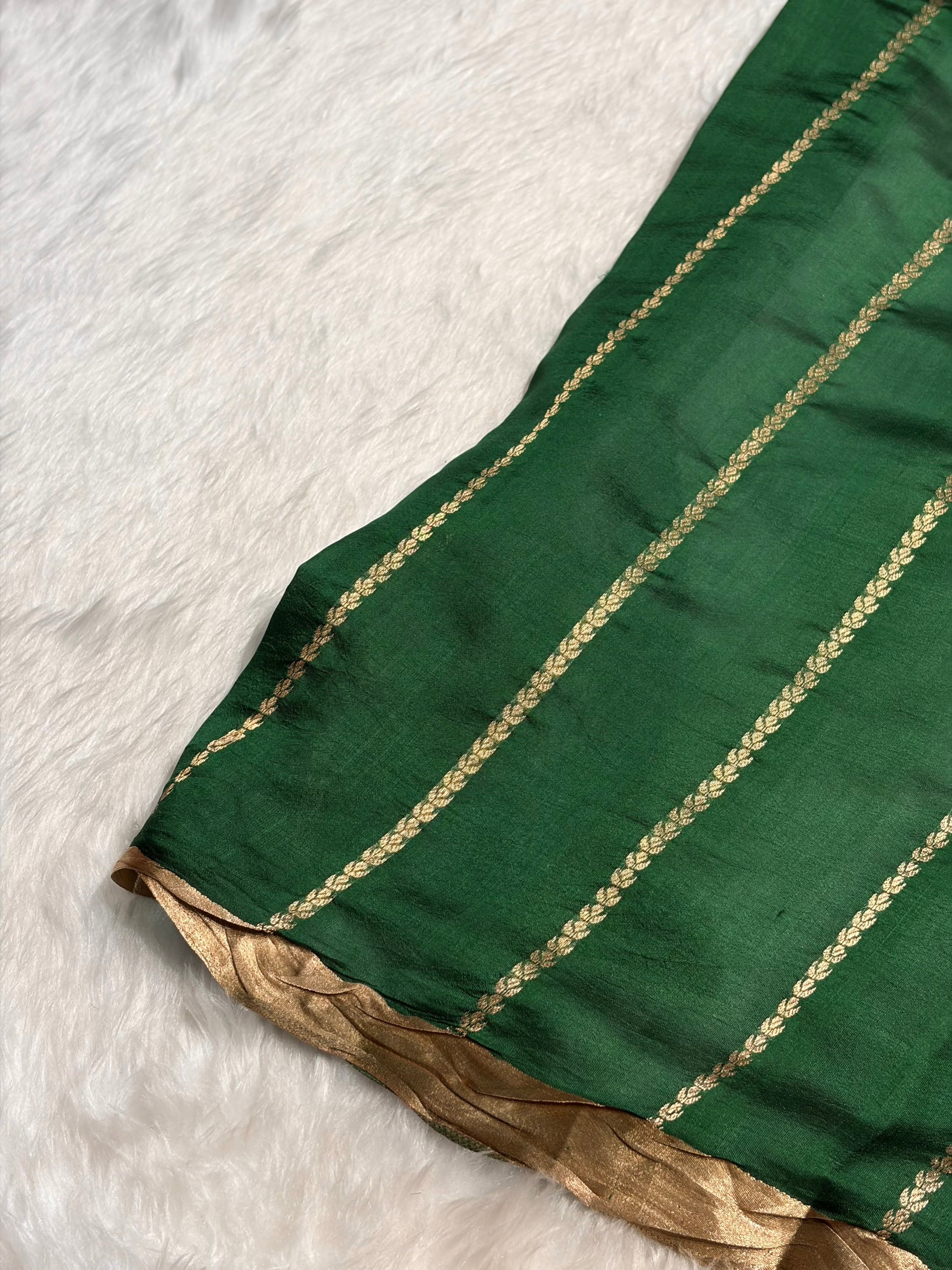 Bottle Green Shades Handwoven Pure Raw Mango Silk RM-39