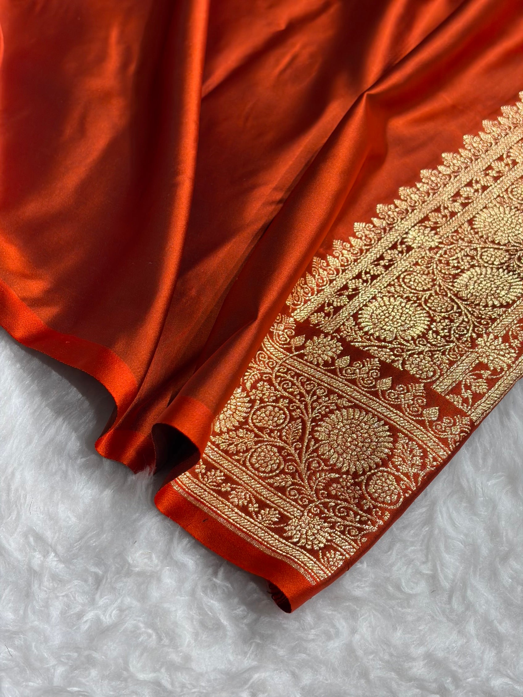 Banarasi Satin Katan Saree in Rust Shades SK82