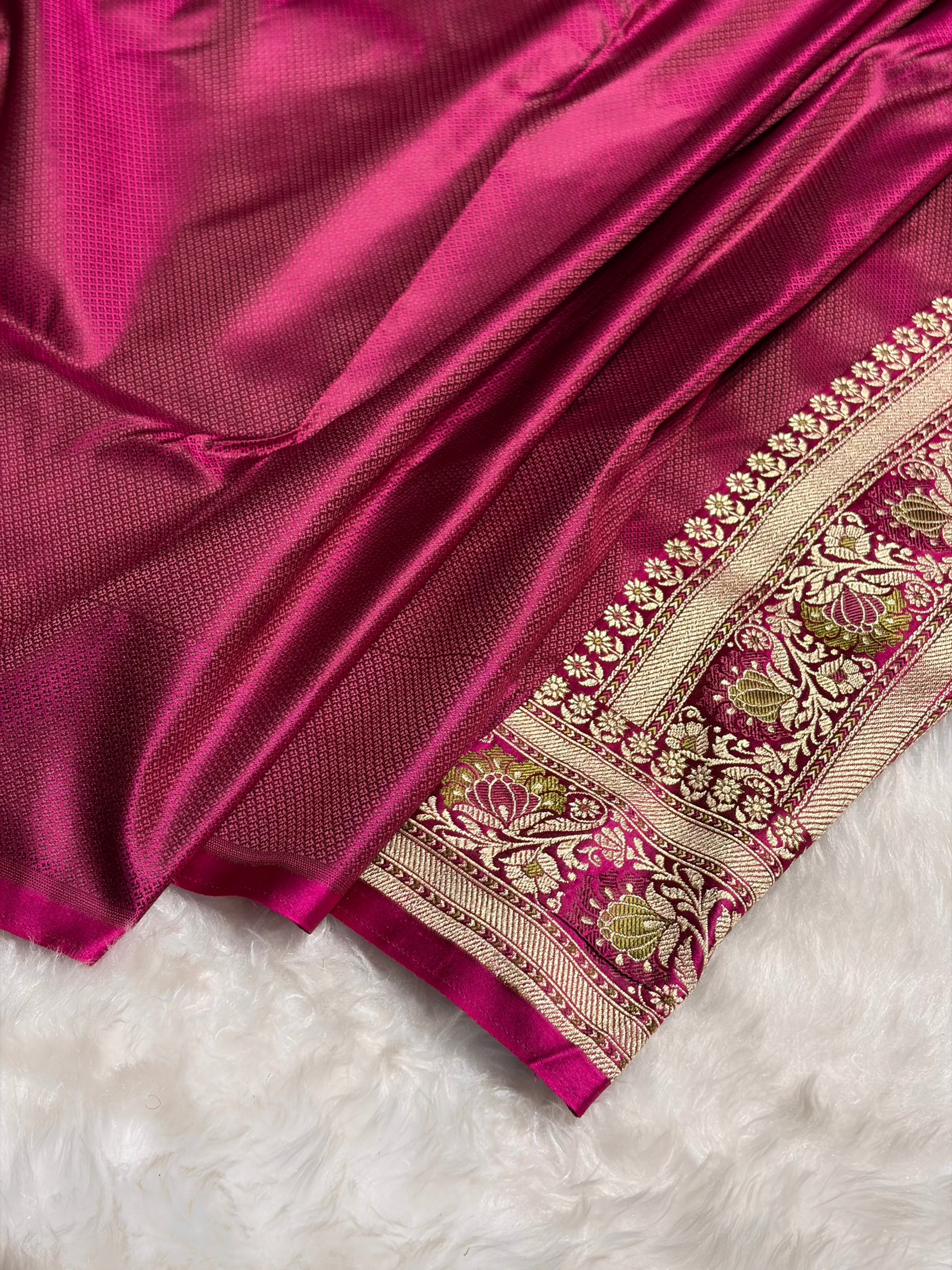 Mustard - Rani Contrast Jamawar Tanchoi Jaal Katan Silk Saree SKTM-18