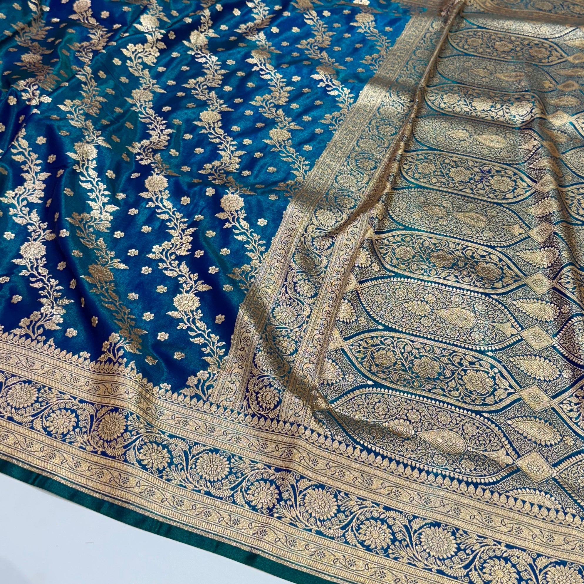 Ultra Light Weight Satin Silk Cross in Peacock Green Shades