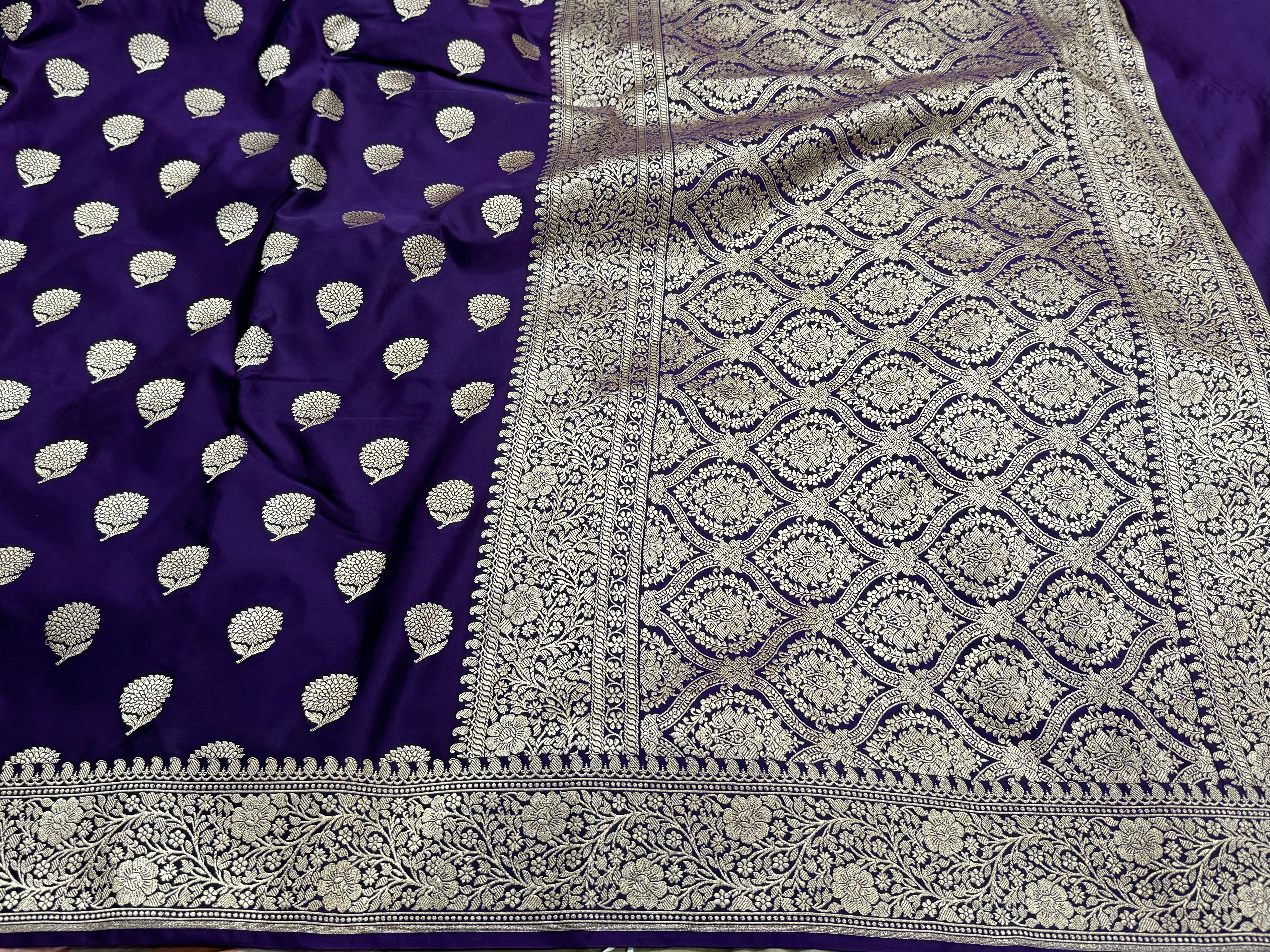 Purple Tree Boota Mashru Silk Saree