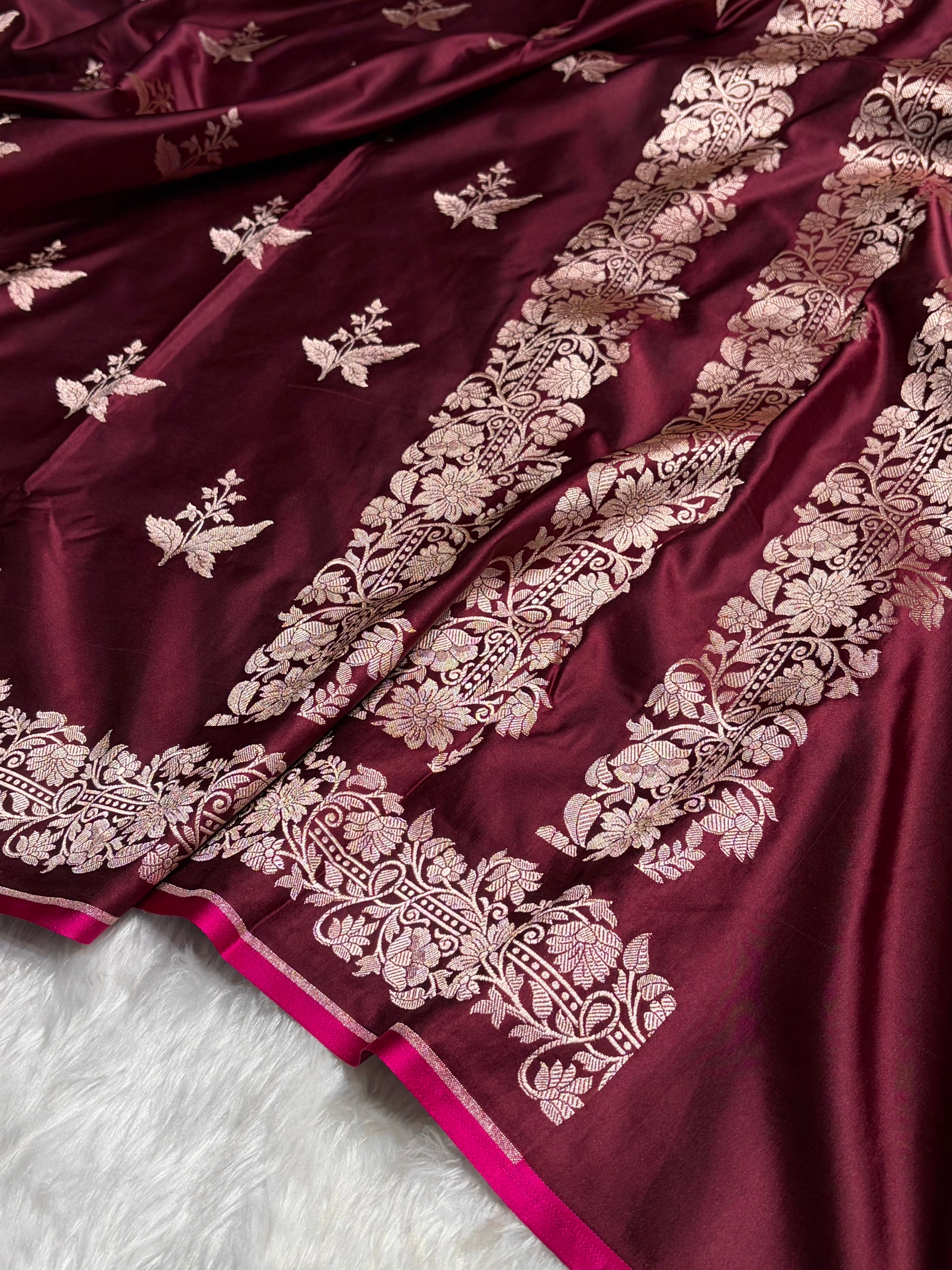 Chocolate Shades Floral Boota Mashru Silk Saree MSM-67