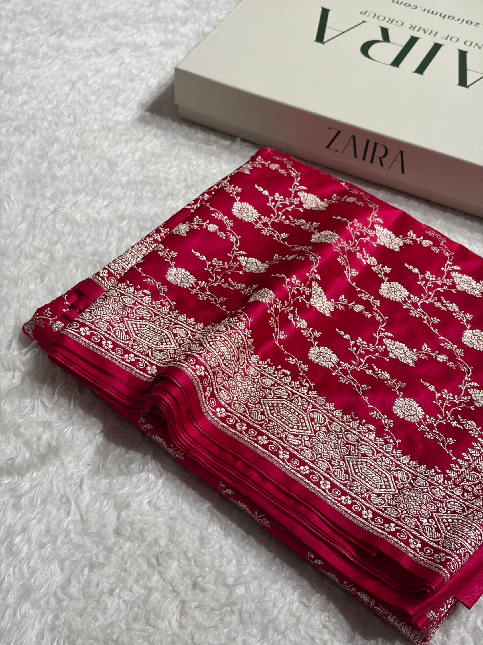 Banarasi Rani Pink Shades Floral Mashru Silk Saree MCS92
